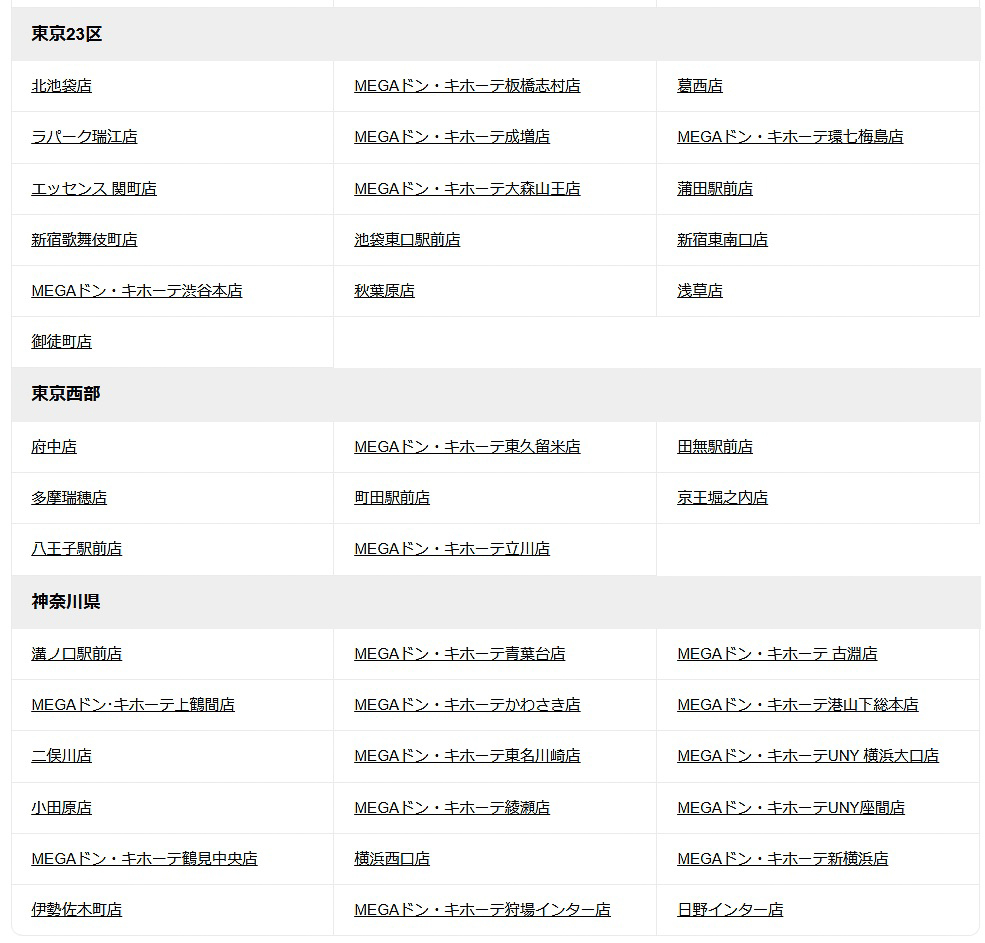 「ペコちゃん」アイテムを販売するドン・キホーテ店舗リスト