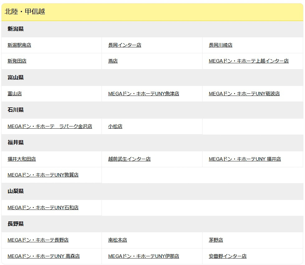 「ペコちゃん」アイテムを販売するドン・キホーテ店舗リスト