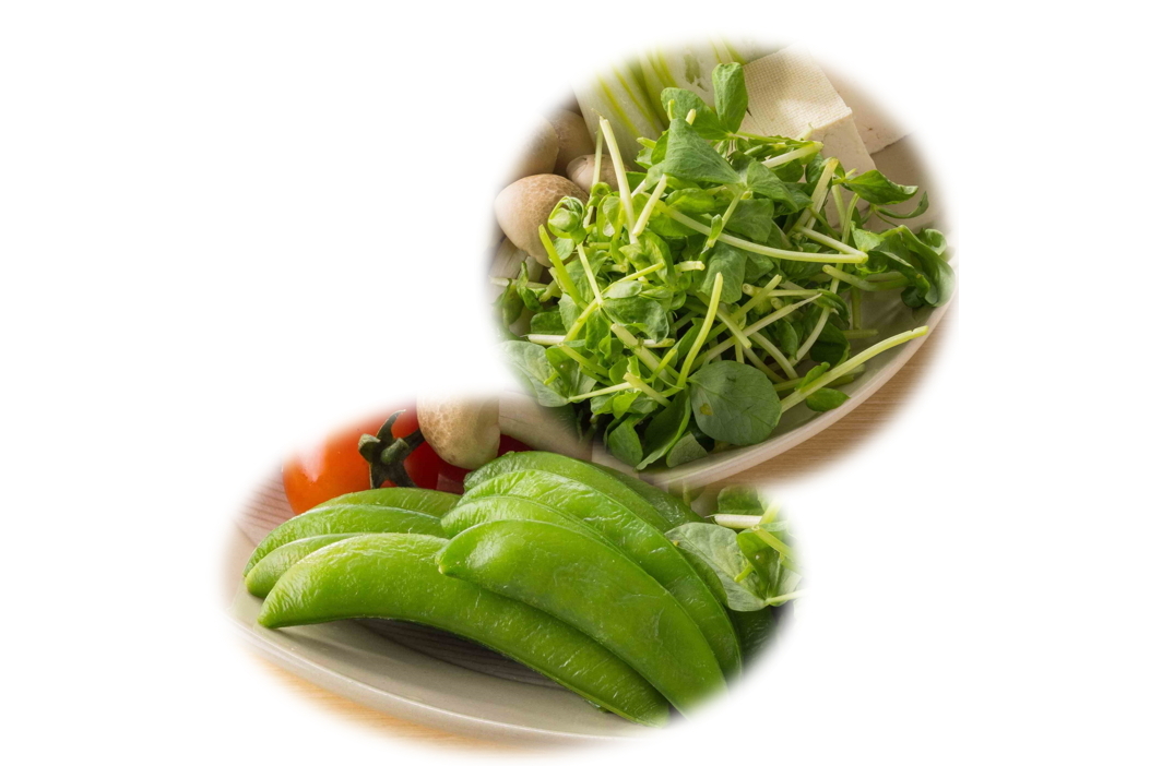 新鮮野菜にスナップエンドウと豆苗を追加