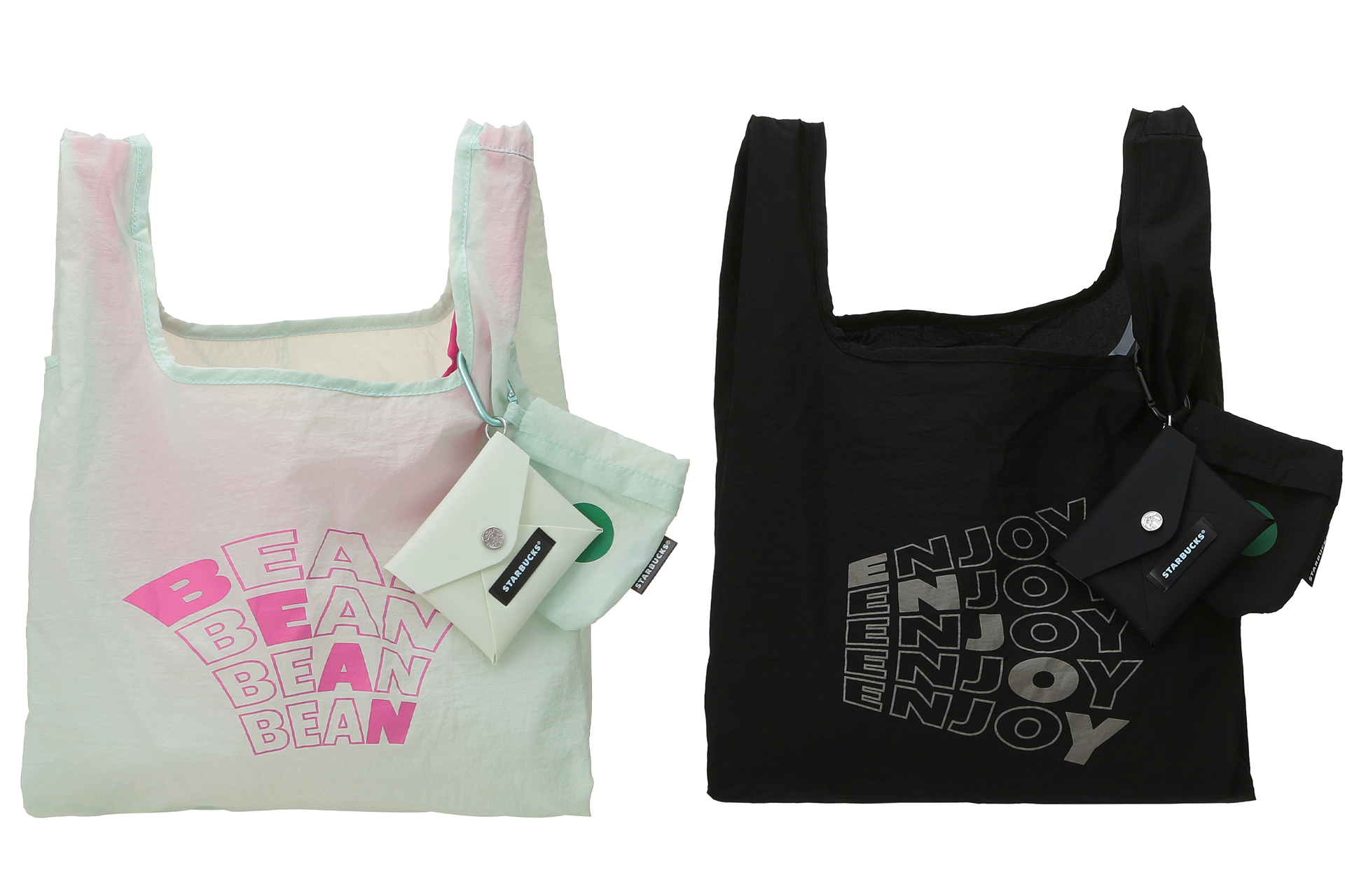 2層式TOGO ECOバッグ＆カードケース ミント（左）、ブラック（右）