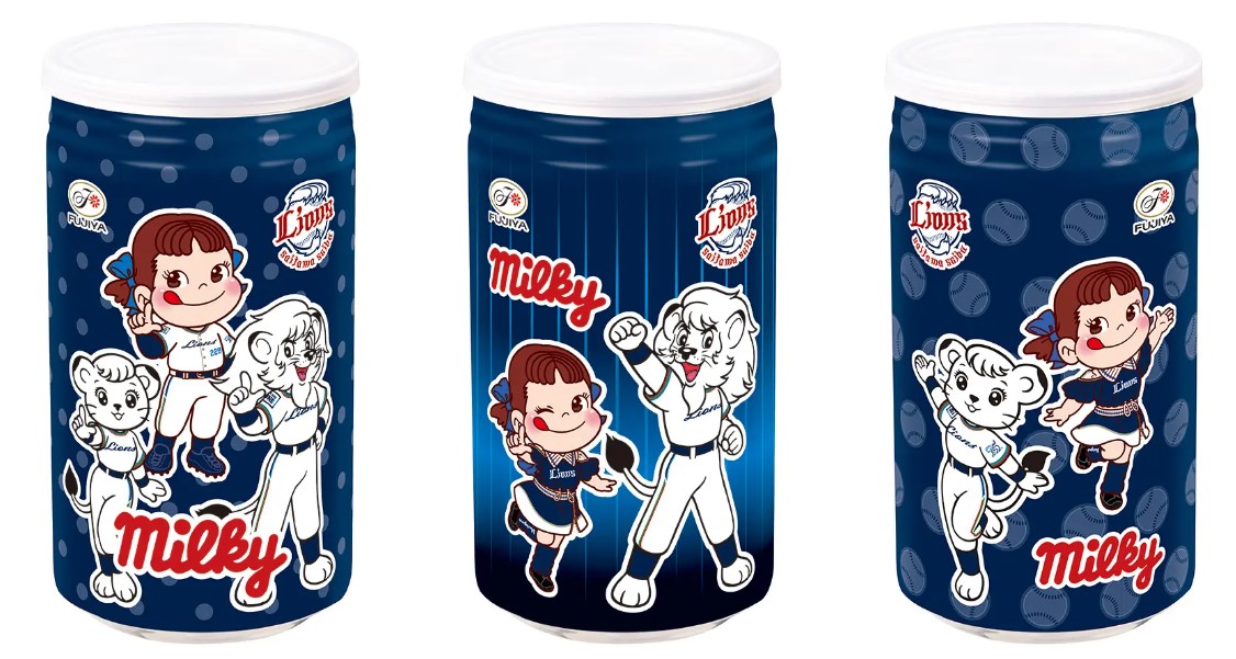 不二家「ミルキー缶（埼玉西武ライオンズコラボデザイン）」