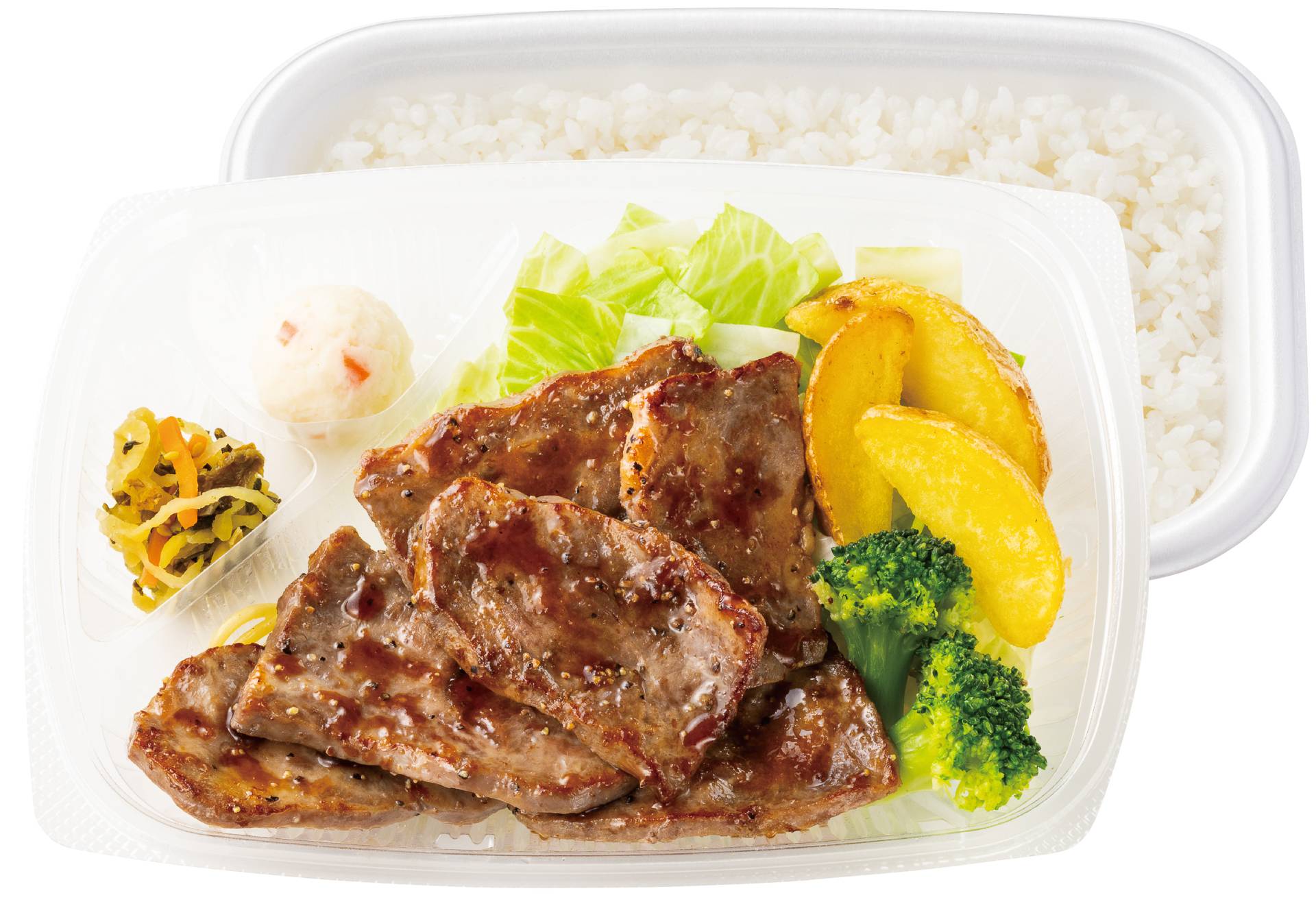「ビーフカットステーキ弁当」（960円）