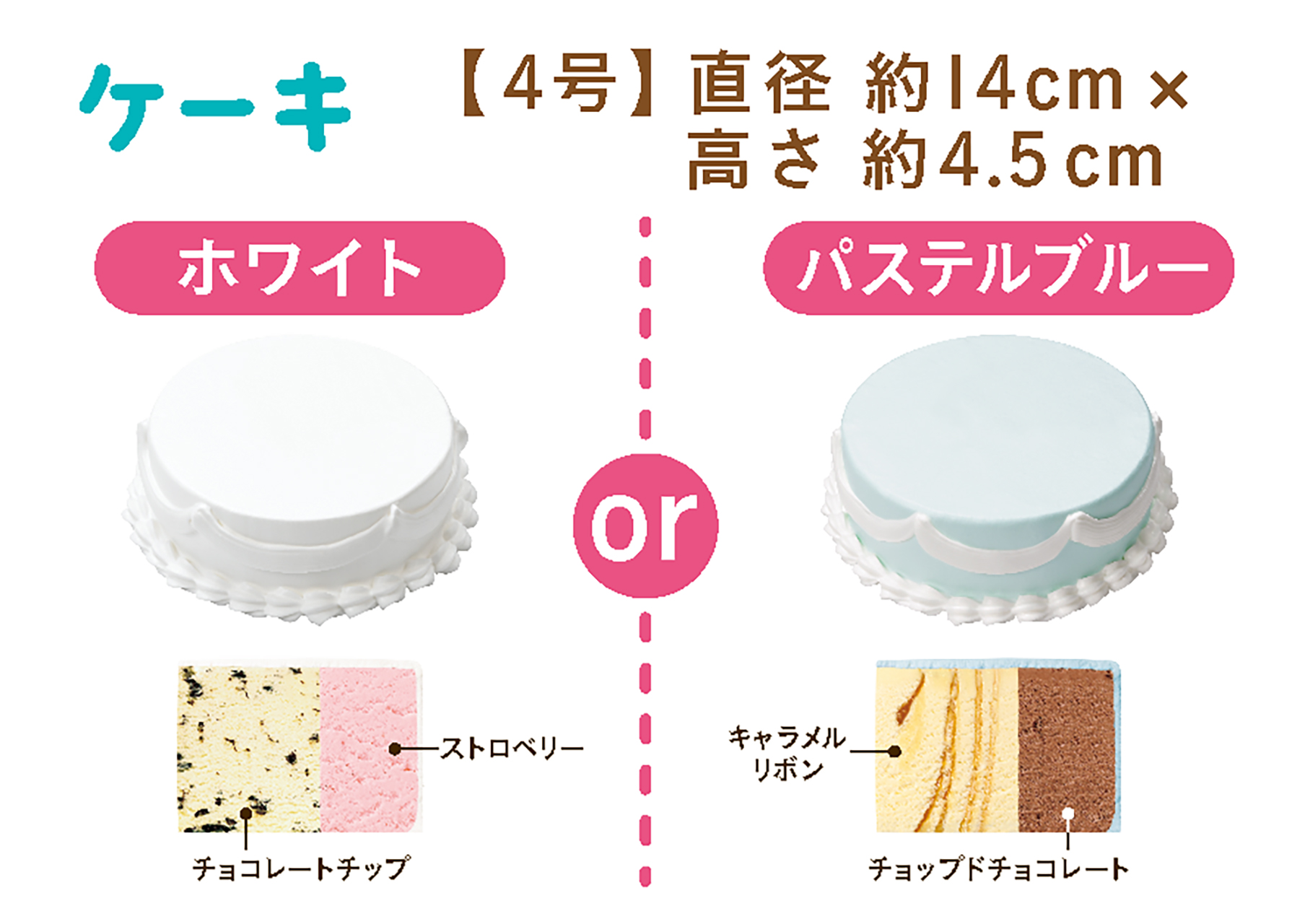 ケーキベースは2種類から選べる