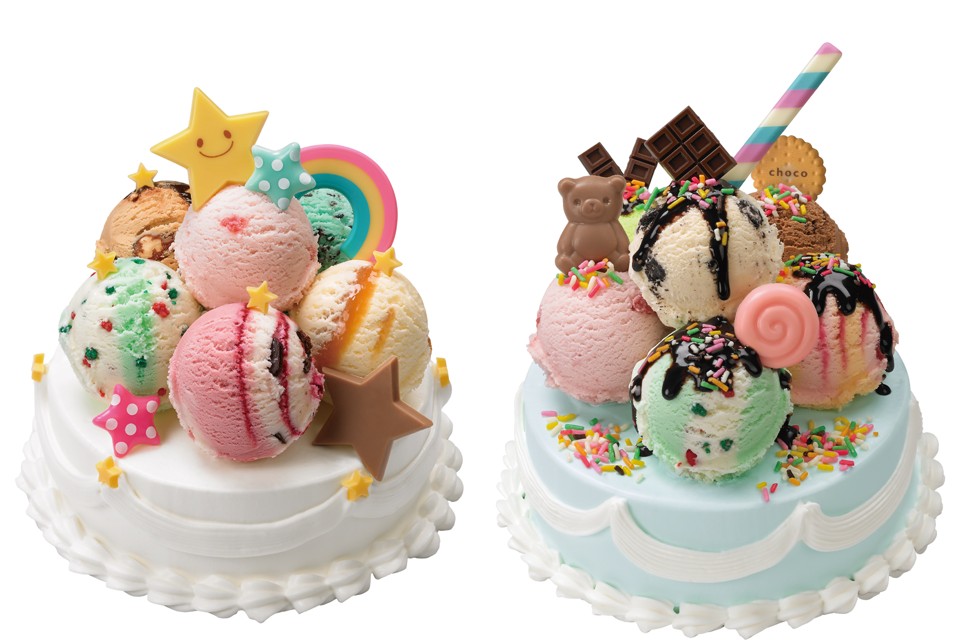 「カラフルポップ」（左）と「スイーツ＆ベア」（右）