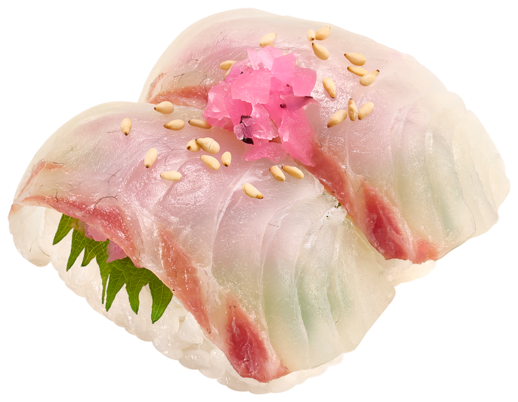 「活〆真鯛の桜漬け重ね」（260円～）