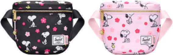 「Herschel Settlement Hip Pack - スヌーピーチェリーブロッサムブラック/ピンク」（各8800円）