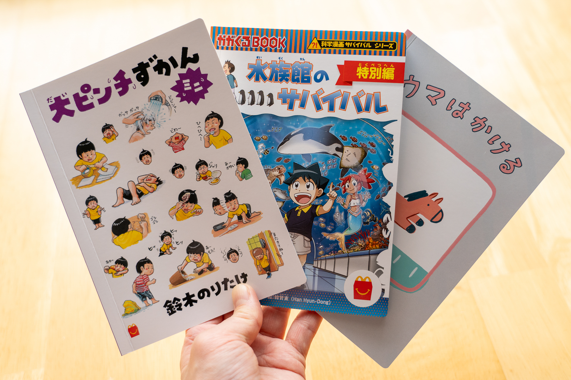 ミニ図鑑、マンガ、絵本の3冊