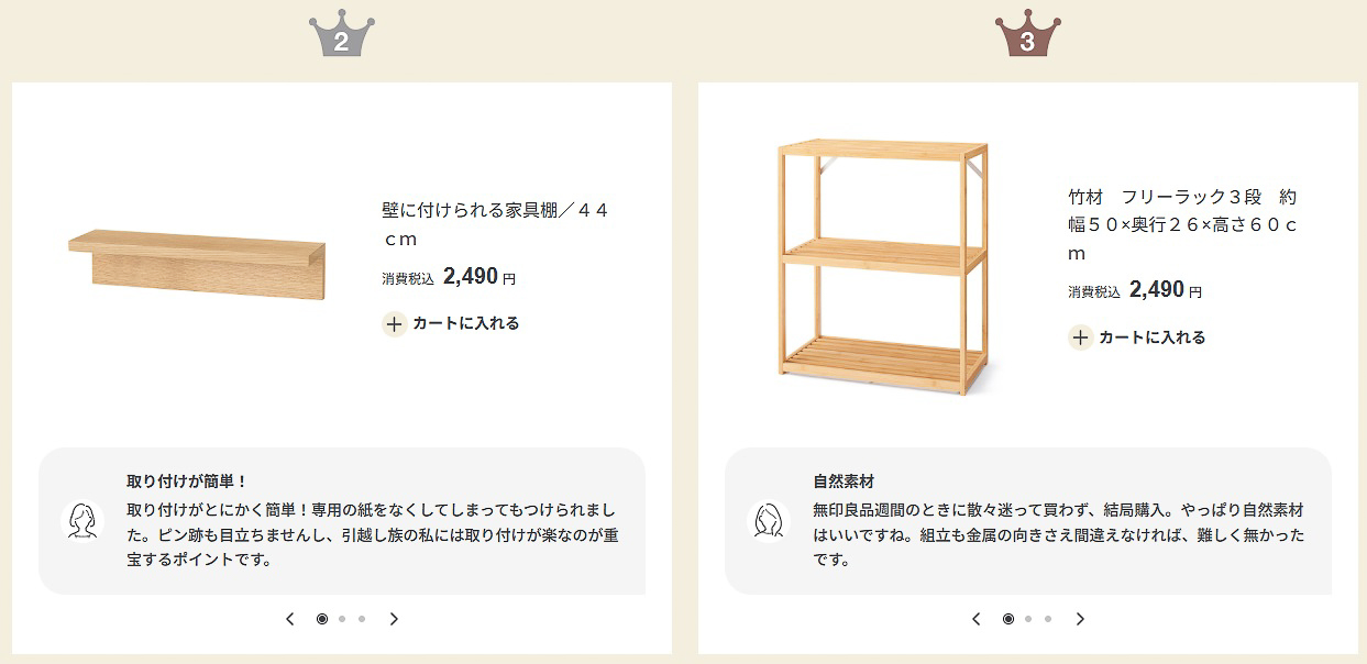 昨年春の「無印良品週間」で人気があった商品（家具）