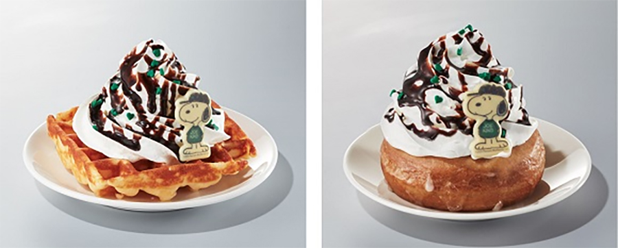 「ジョー カインド スヌーピー アメリカンワッフル」（左）、「ジョー カインド スヌーピー シュガードーナツ」（右）