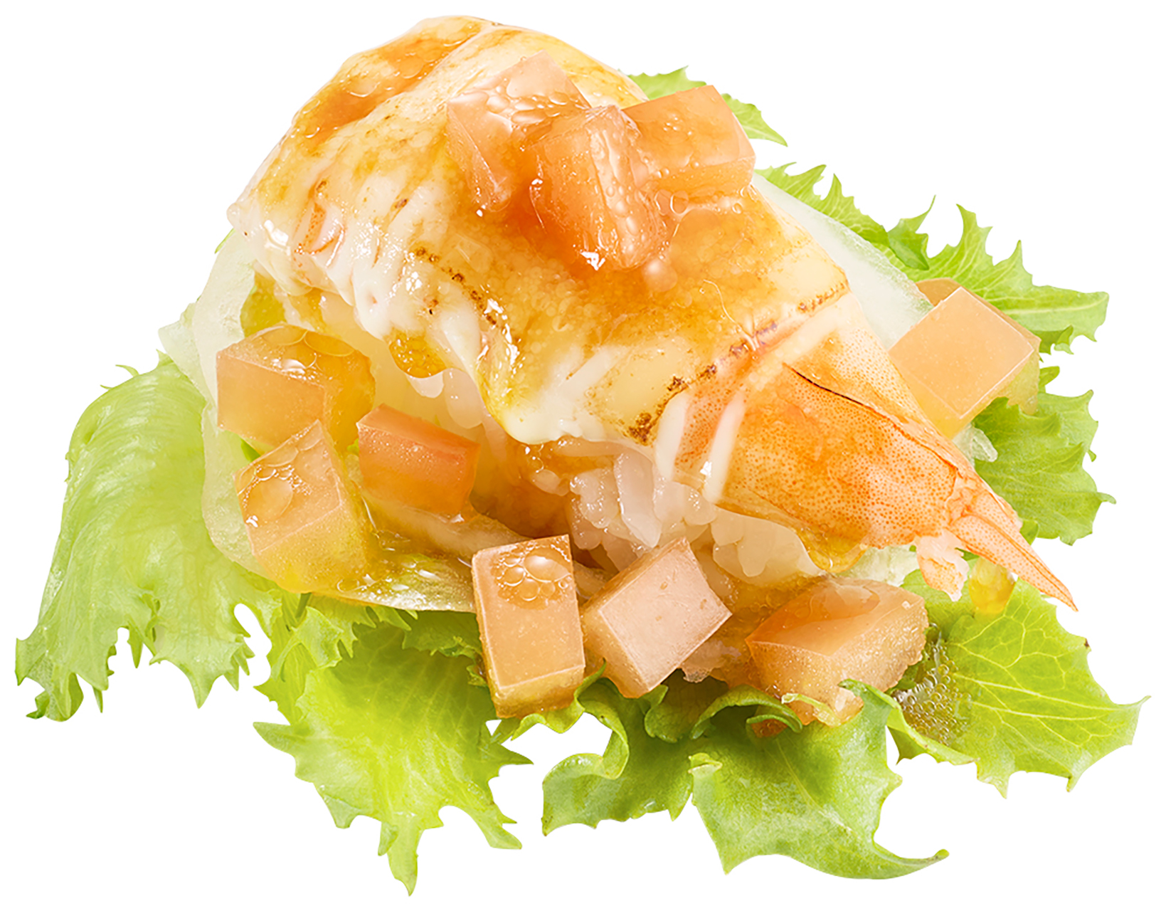 炙りえびチーズのサラダ寿司（150円～）