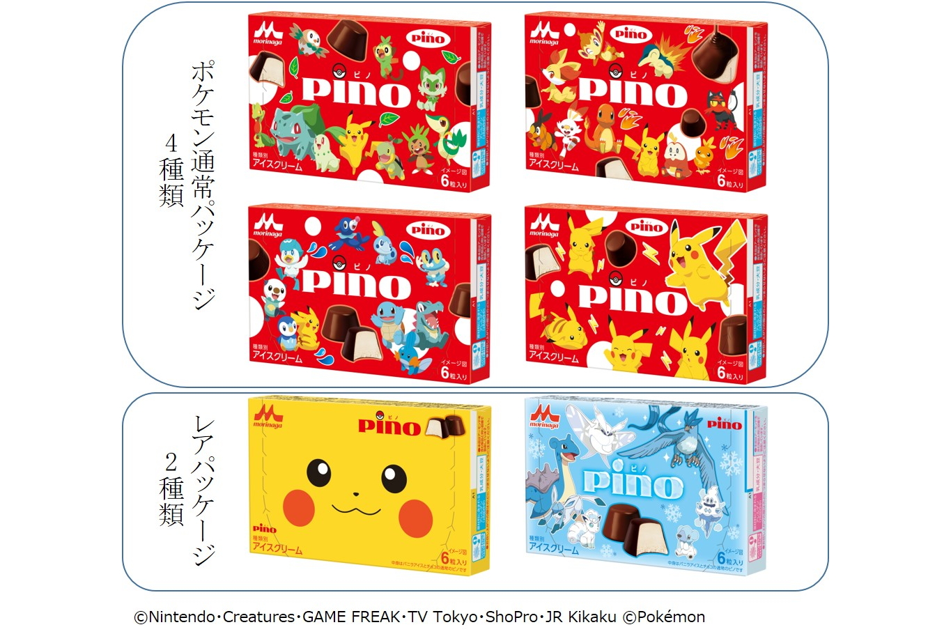 ポケモン「ピノ」は通常パッケージ4種類とレアパッケージ2種類