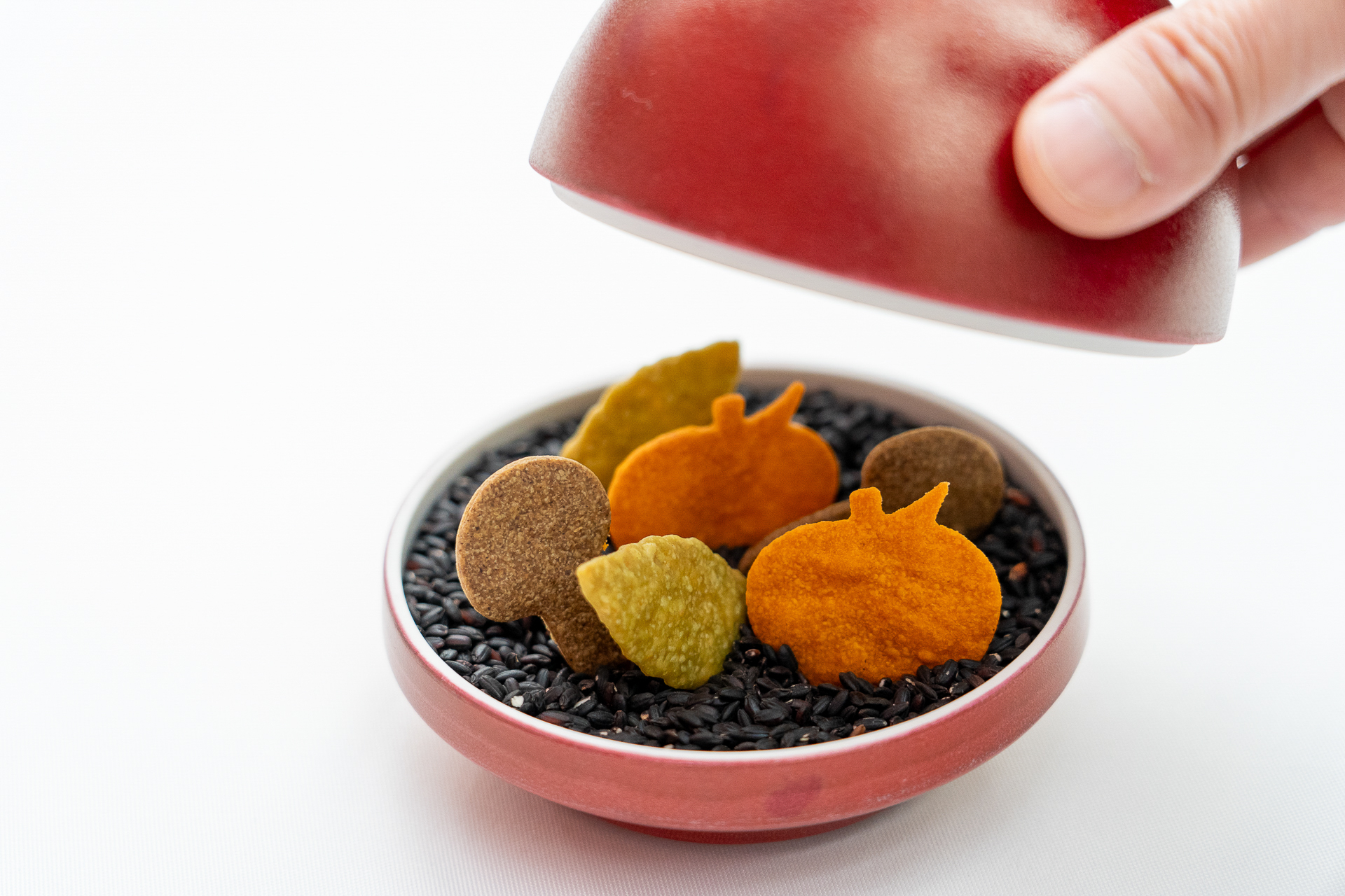 イタリア語で“パリパリした”という意味のクロッカンテ。下に敷き詰められているのは黒米