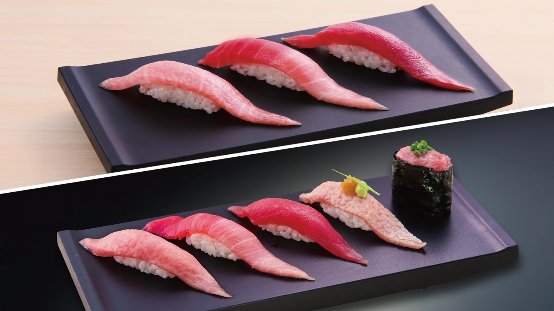 「極上本鮪三貫にぎり」（1078円）/「極上本鮪五貫にぎり」（1848円）