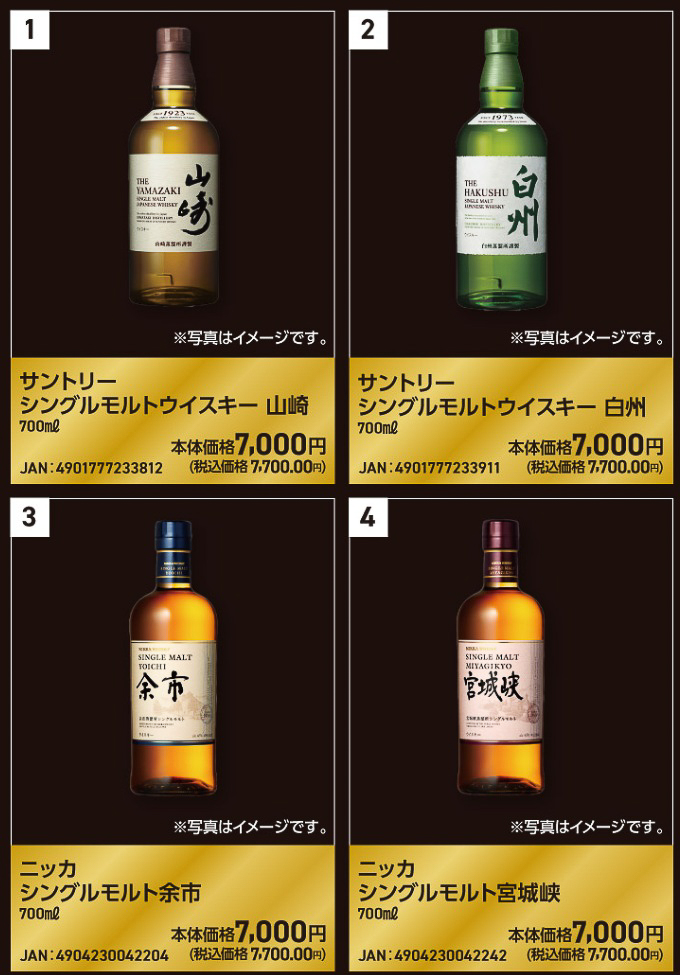 山崎18年、白州18年、響21年などが登場