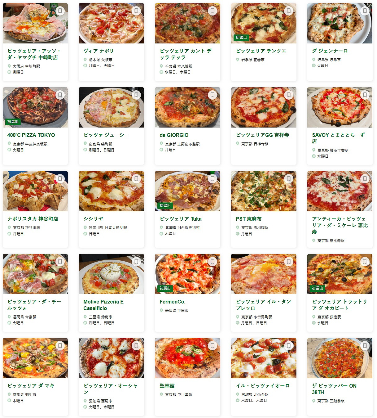 「食べログ ピザ 百名店 2025」に選ばれた100店