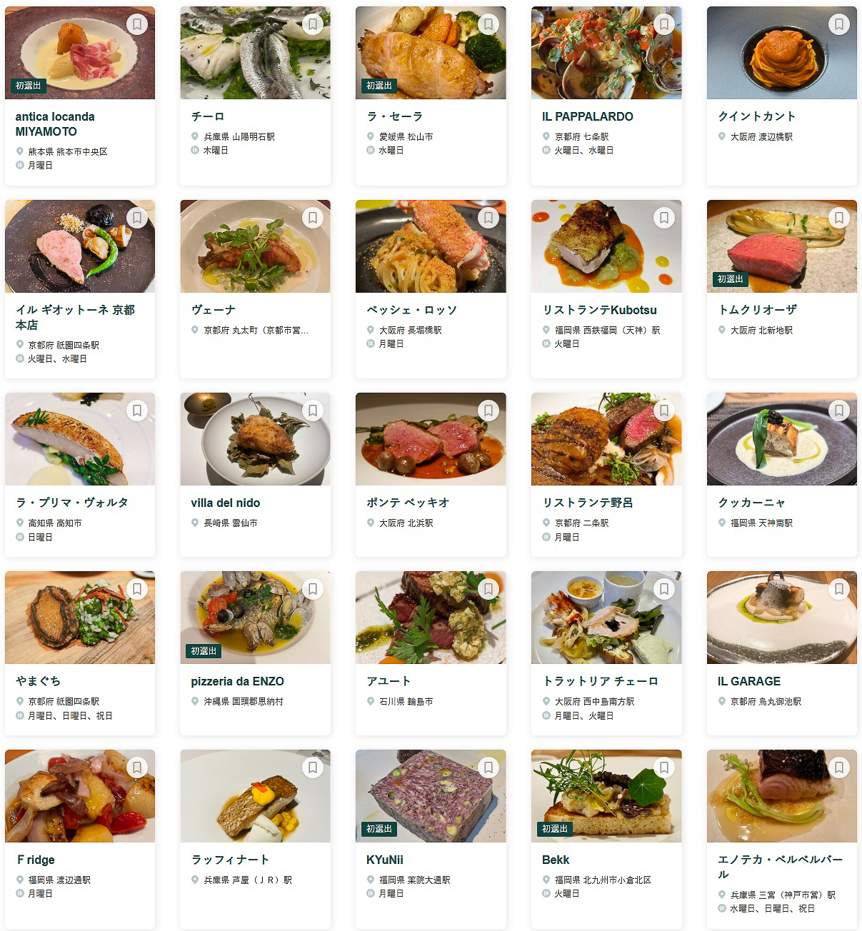 「食べログ イタリアン WEST 百名店 2025」に選ばれた100店