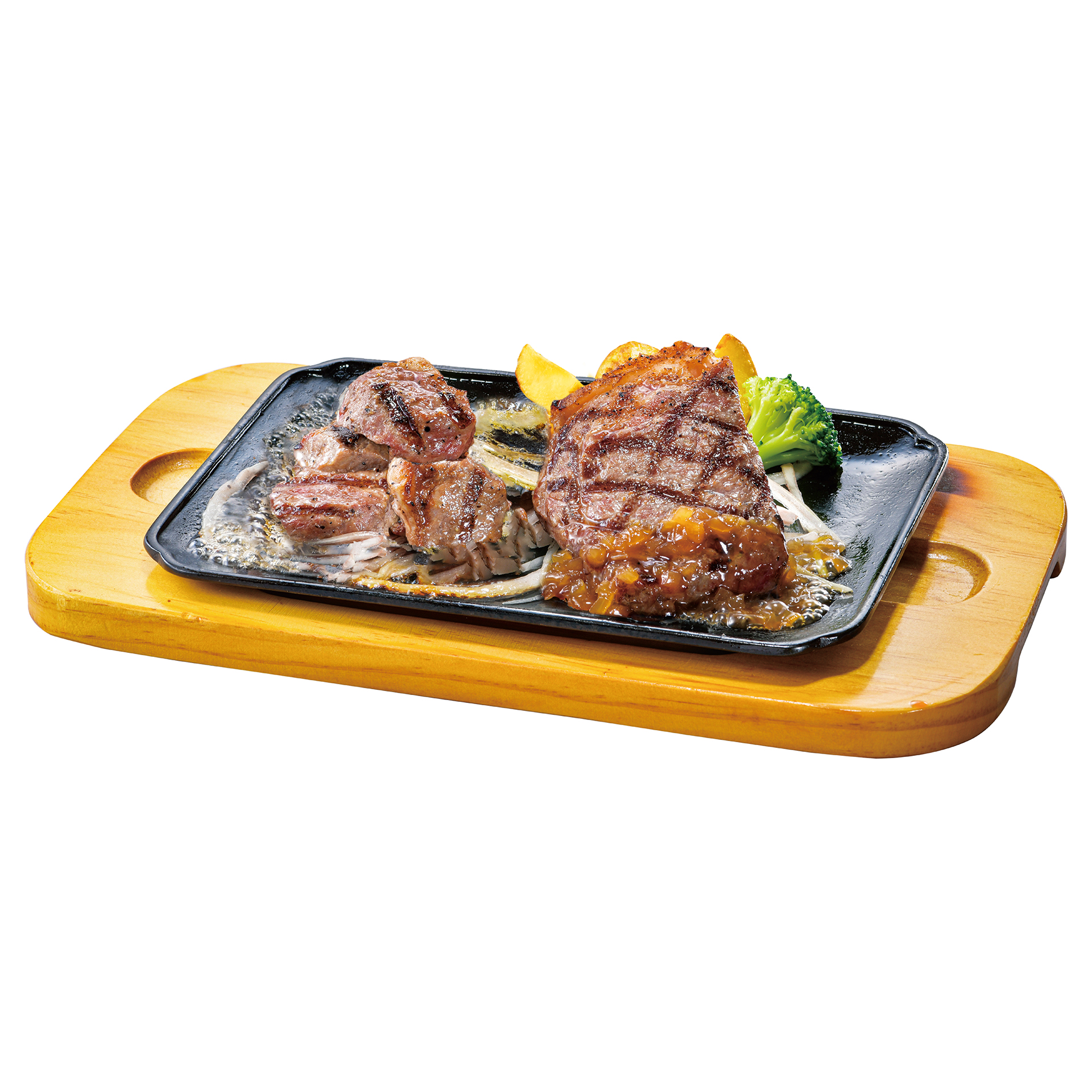 「オージーアンガスカットサーロイン＆リブロースステーキ」