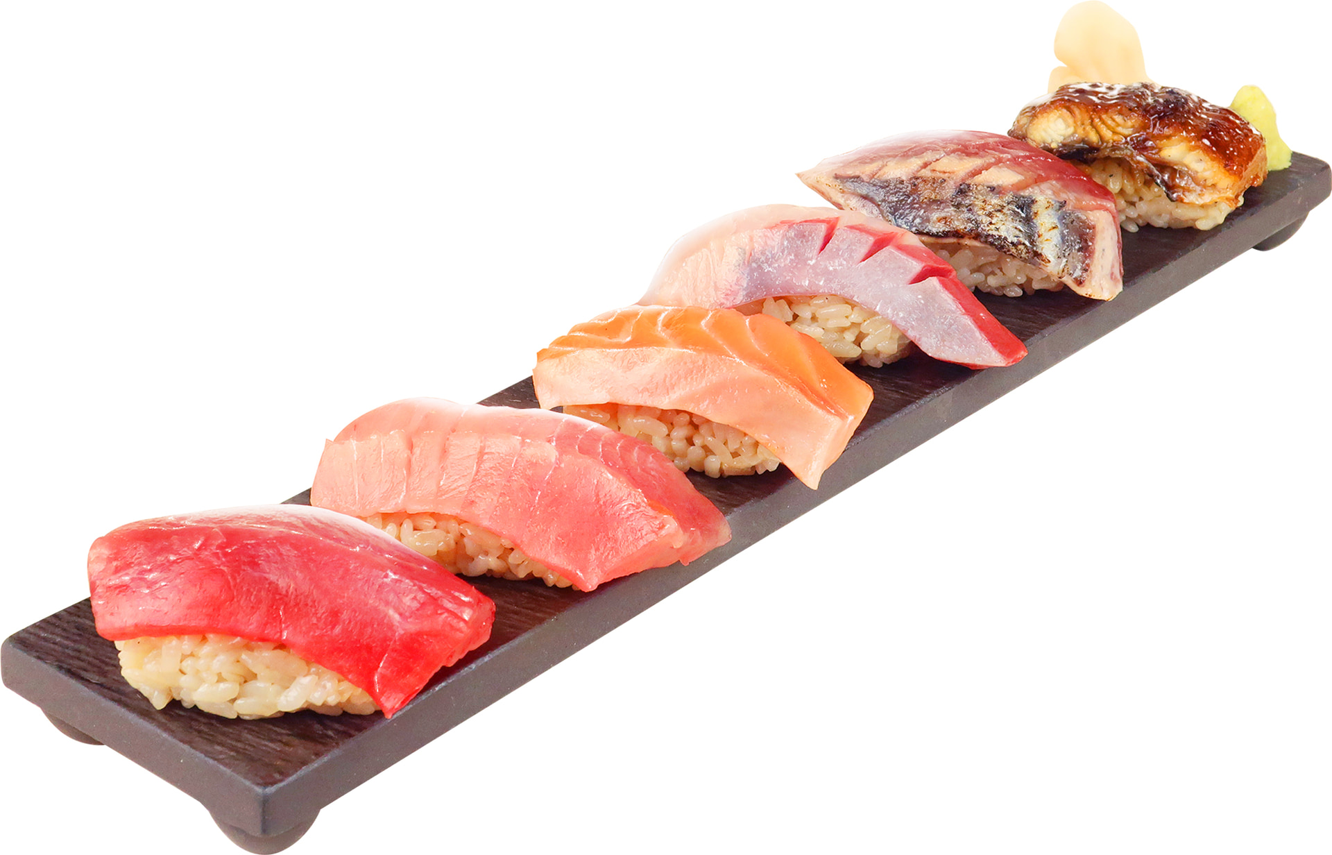 「思わず写真を撮りたくなる、厚切り6貫盛り」