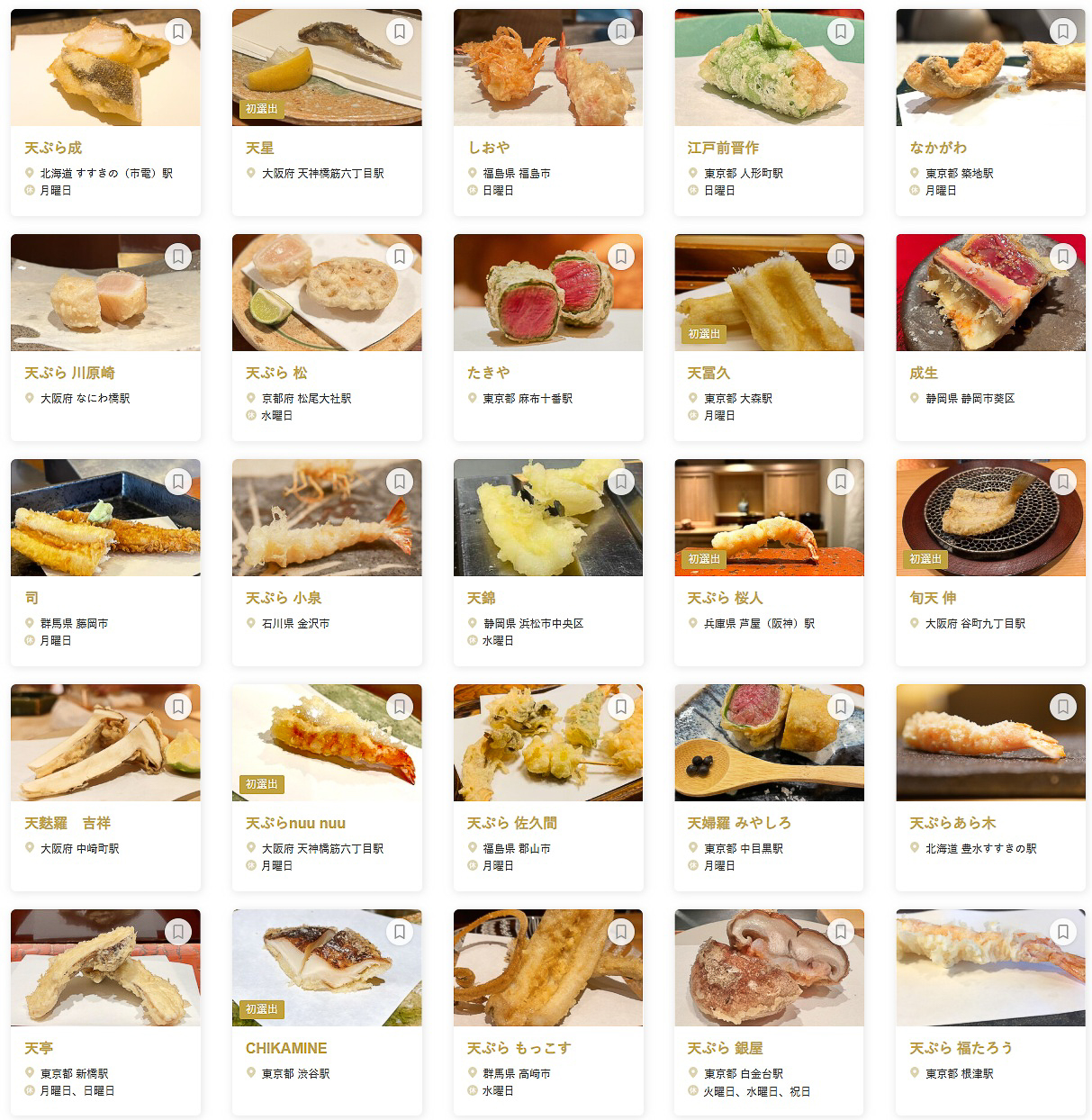 「食べログ 天ぷら 百名店 2025」に選ばれた100店