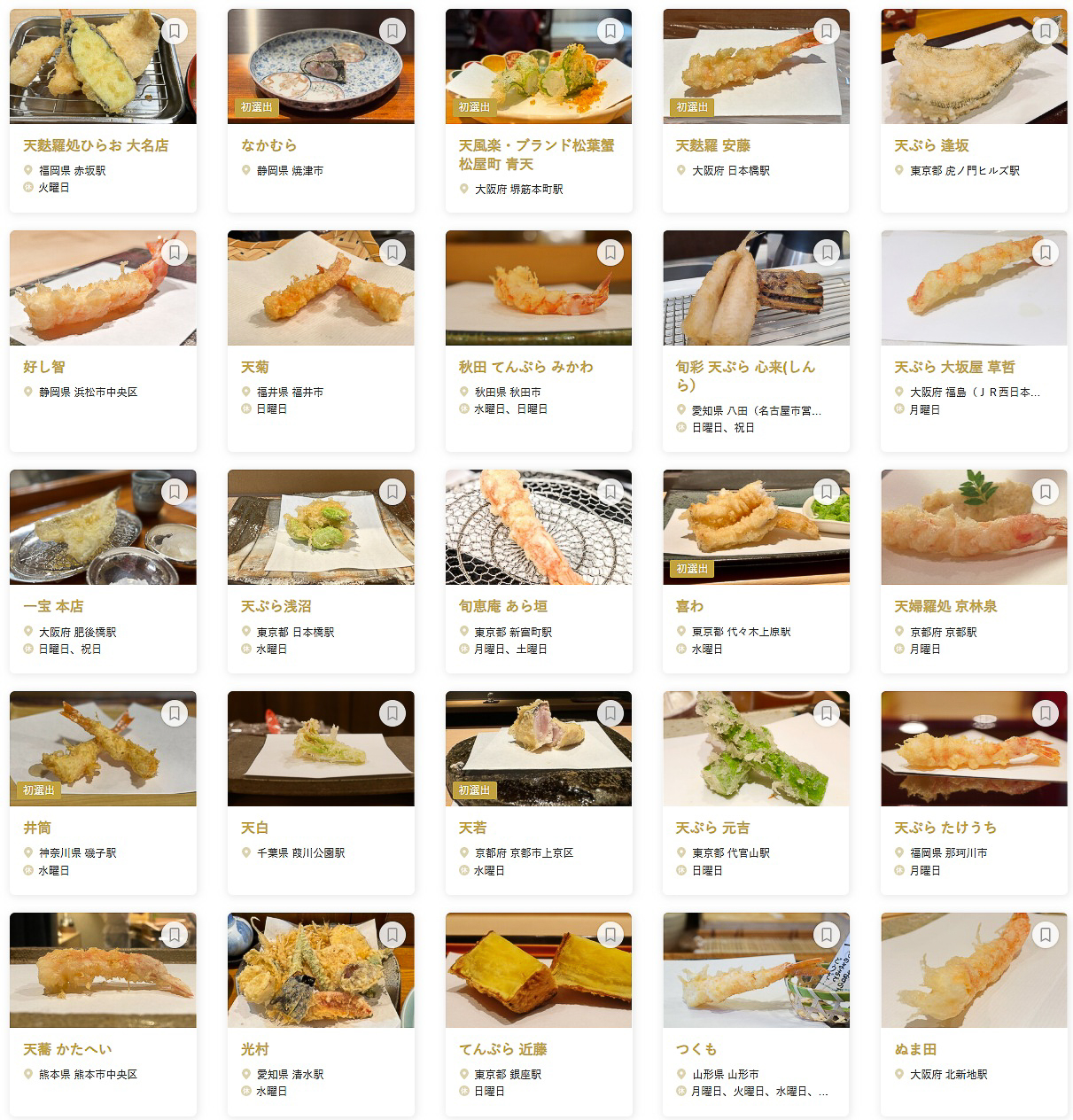 「食べログ 天ぷら 百名店 2025」に選ばれた100店