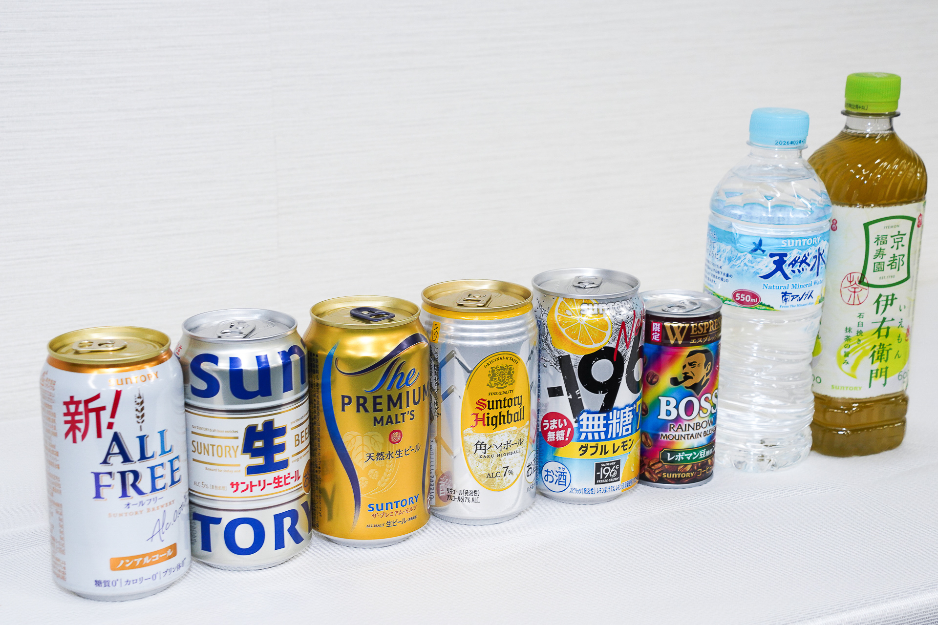 長津田配送センターで扱う酒類や清涼飲料の例