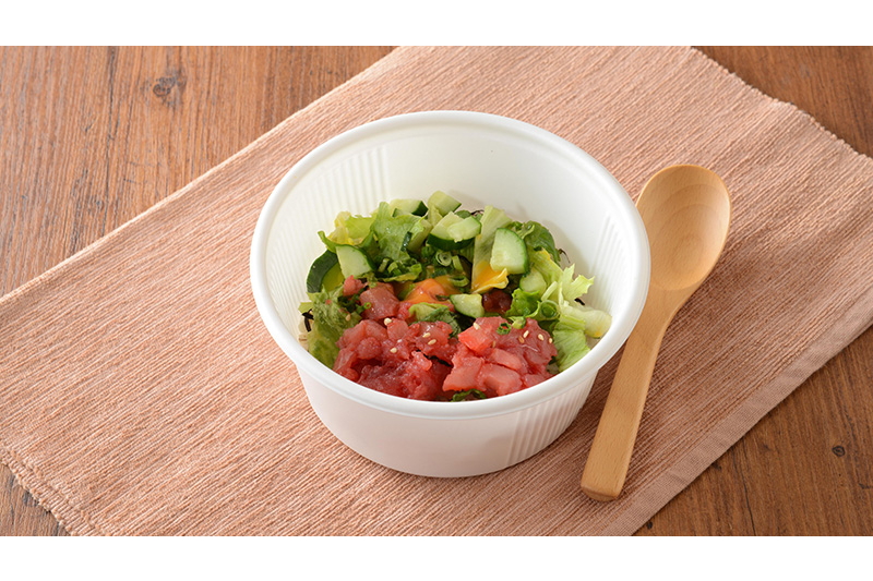 漬けマグロのポキ丼（もち麦入りご飯）