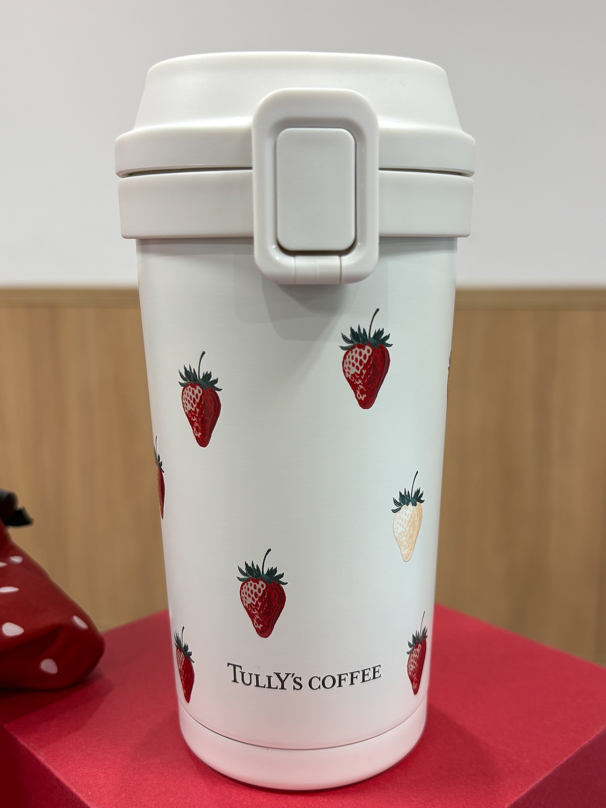 ワンプッシュステンレスタンブラー（ストロベリー）
