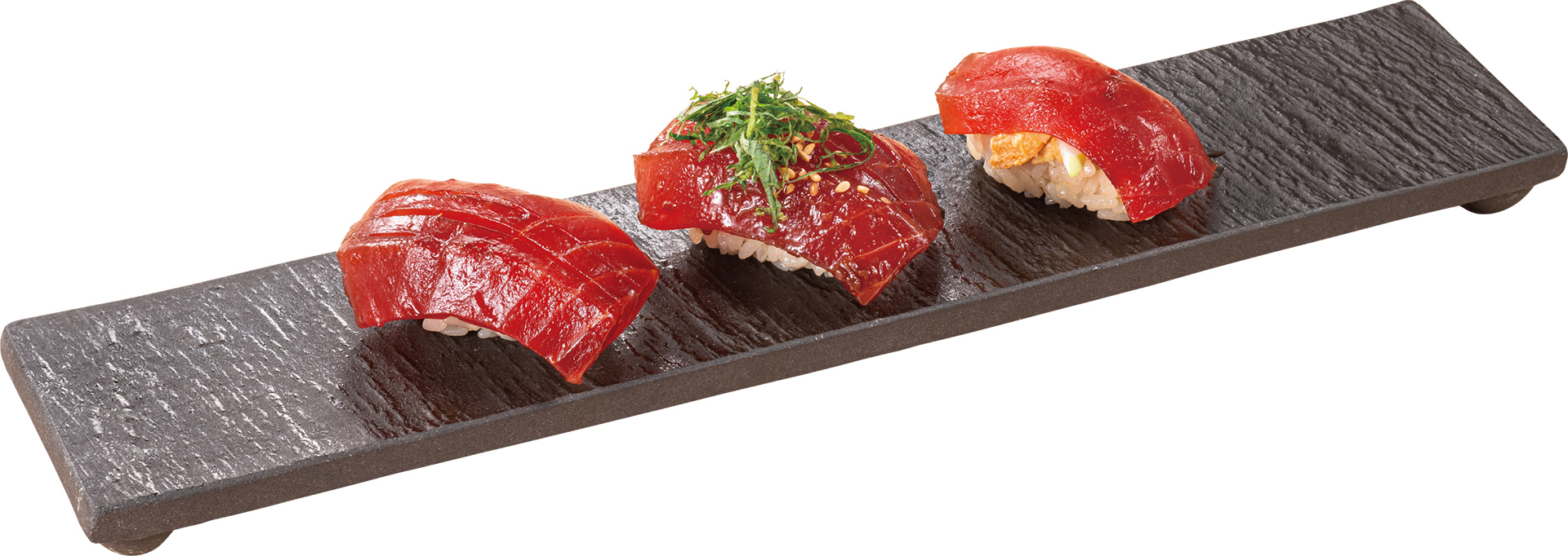 うまみ醤油漬け天然インド鮪 3種盛り（759円）