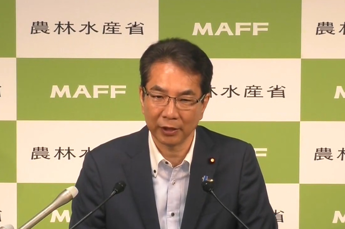 備蓄米について会見で話す江藤農林水産大臣（農林水産省のWebサイトより）