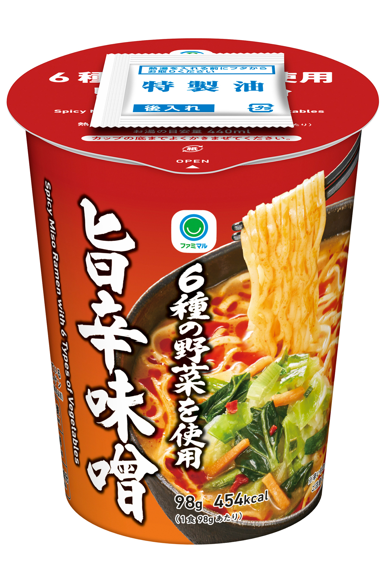 ファミマル カップ麺（6種の野菜を使用 旨辛味噌）