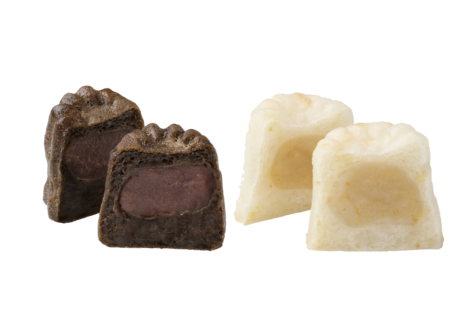 モスバーガー「米粉のほうじ茶コヌレ（こしあん入り）」と「米粉のゆずコヌレ（白あん入り）」