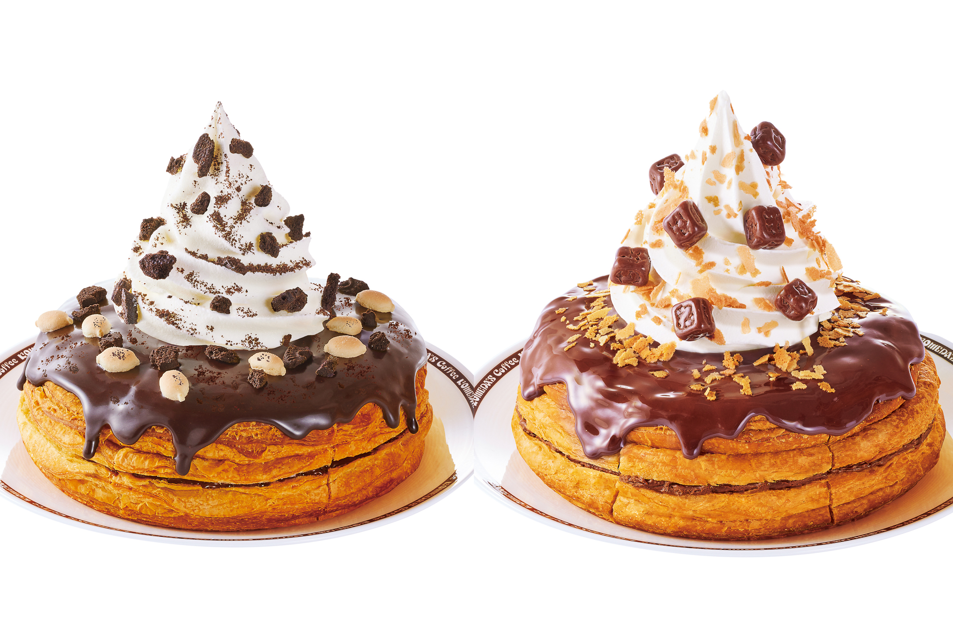 コメダ珈琲店「チョコノワール ブラックサンダー」（左）と「チョコノワール ～Made with KITKAT～」（右）