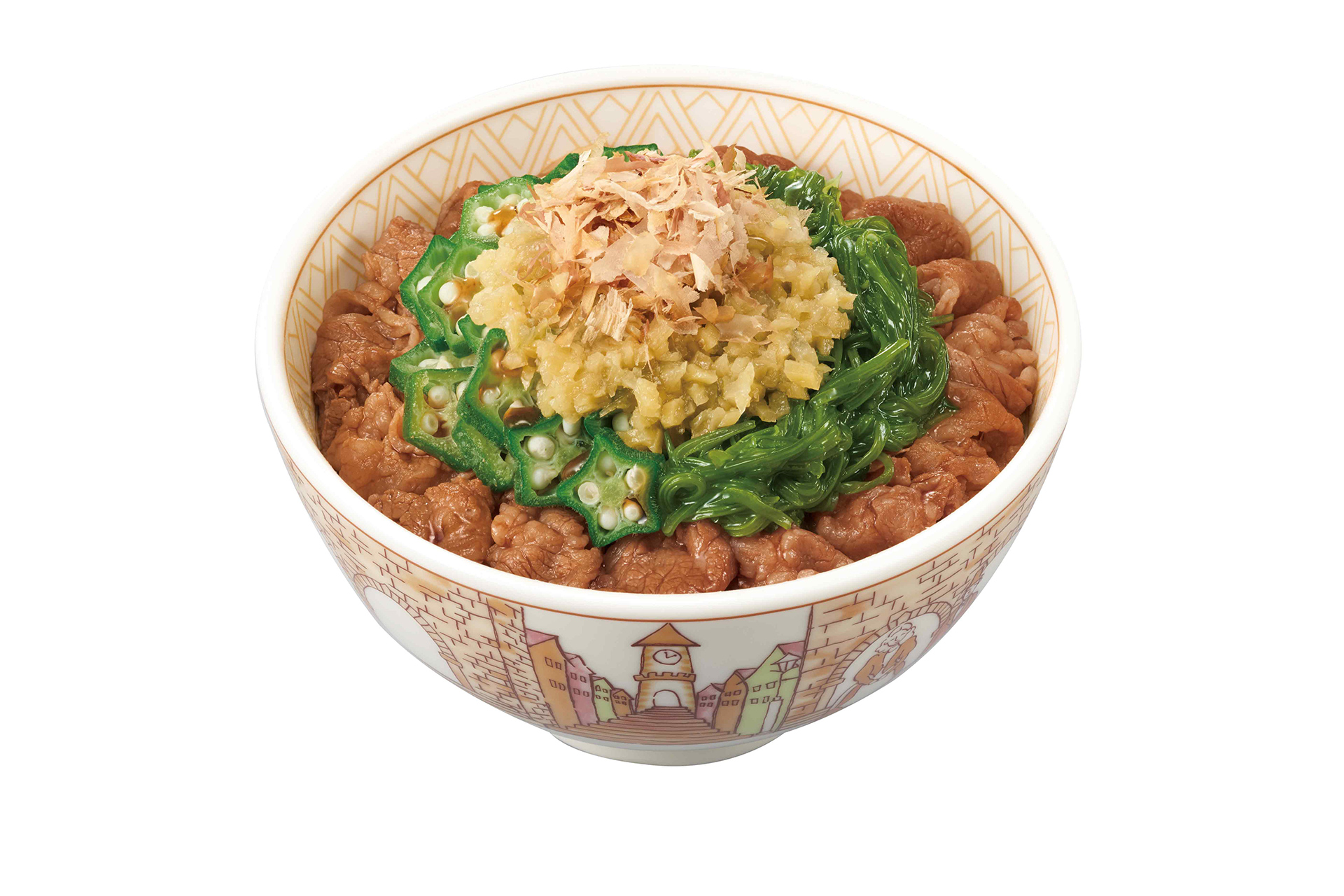 「生姜めかぶオクラ牛丼」