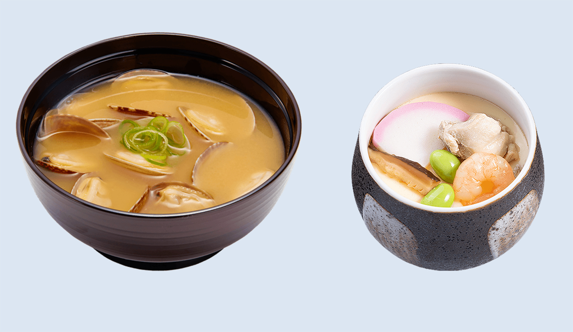 「あさりの味噌汁＆茶碗蒸しセット」（560円～）