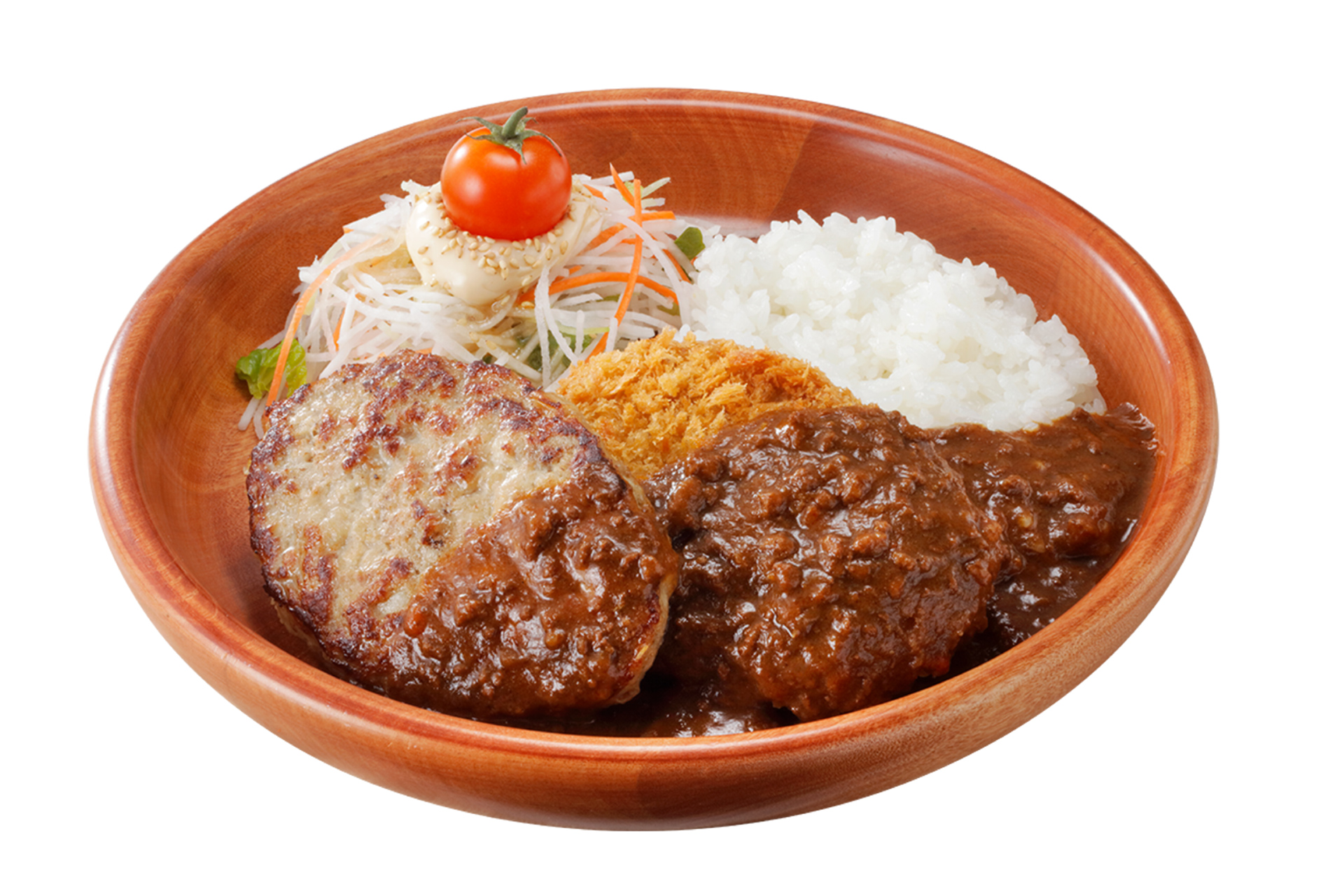 「メンチカツカリー＆ハンバーグディッシュ」（S 1700円、M 1880円、L 2180円）