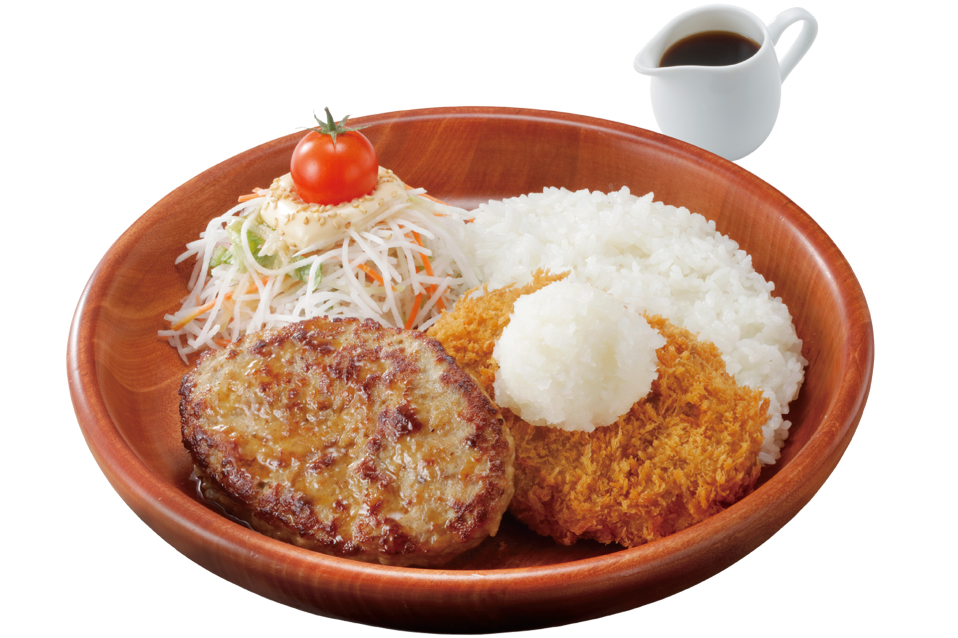 「メンチカツおろしポン酢＆ハンバーグディッシュ」（S 1590円、M 1770円、L 2070円）