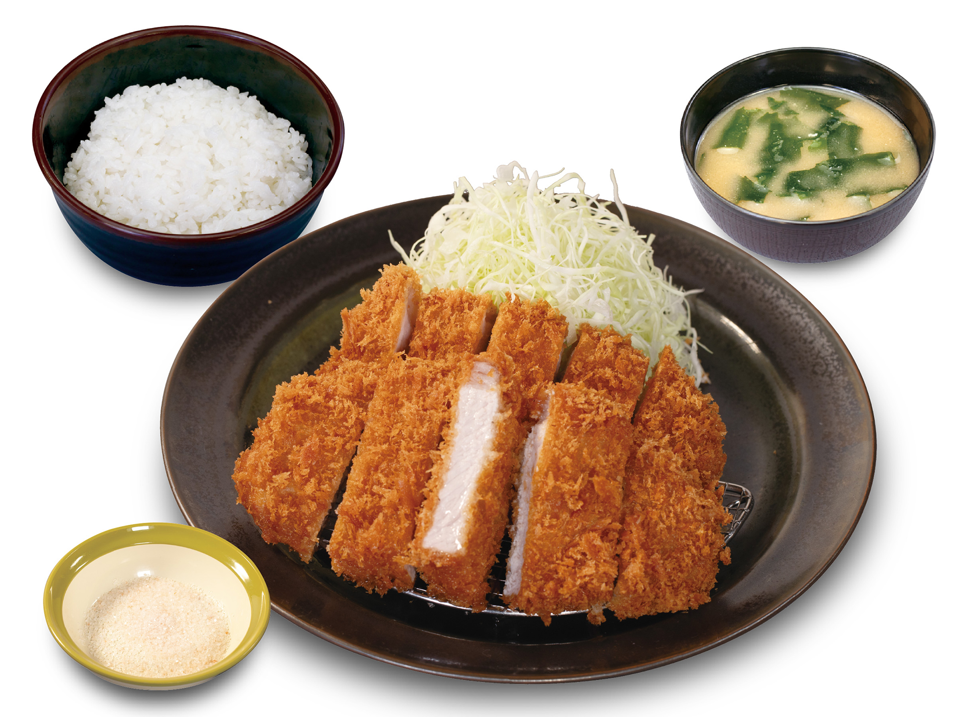 「国産雪国育ちロースかつ＆いつものロースかつ食べ比べ定食」（1350円）