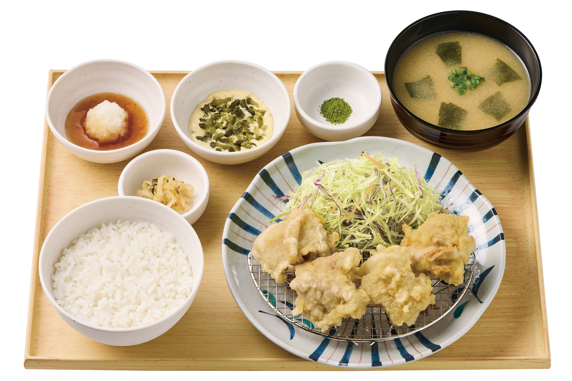 「～徳島県産阿波彩どり使用～鶏の天ぷら定食（とり天4個）」（1090円）