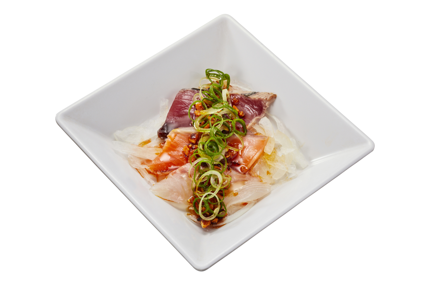 3種の海鮮　ねぎザク旨ラー油がけ