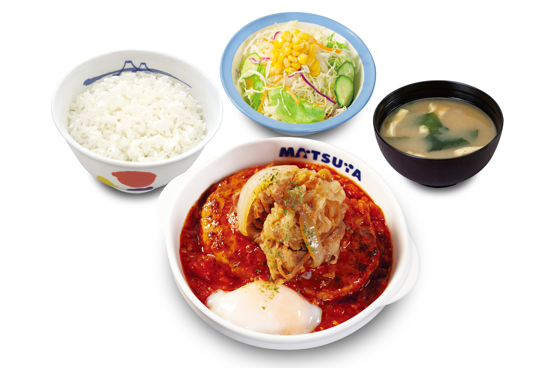 「牛肉のあいがけうまトマハンバーグ定食」（1180円）