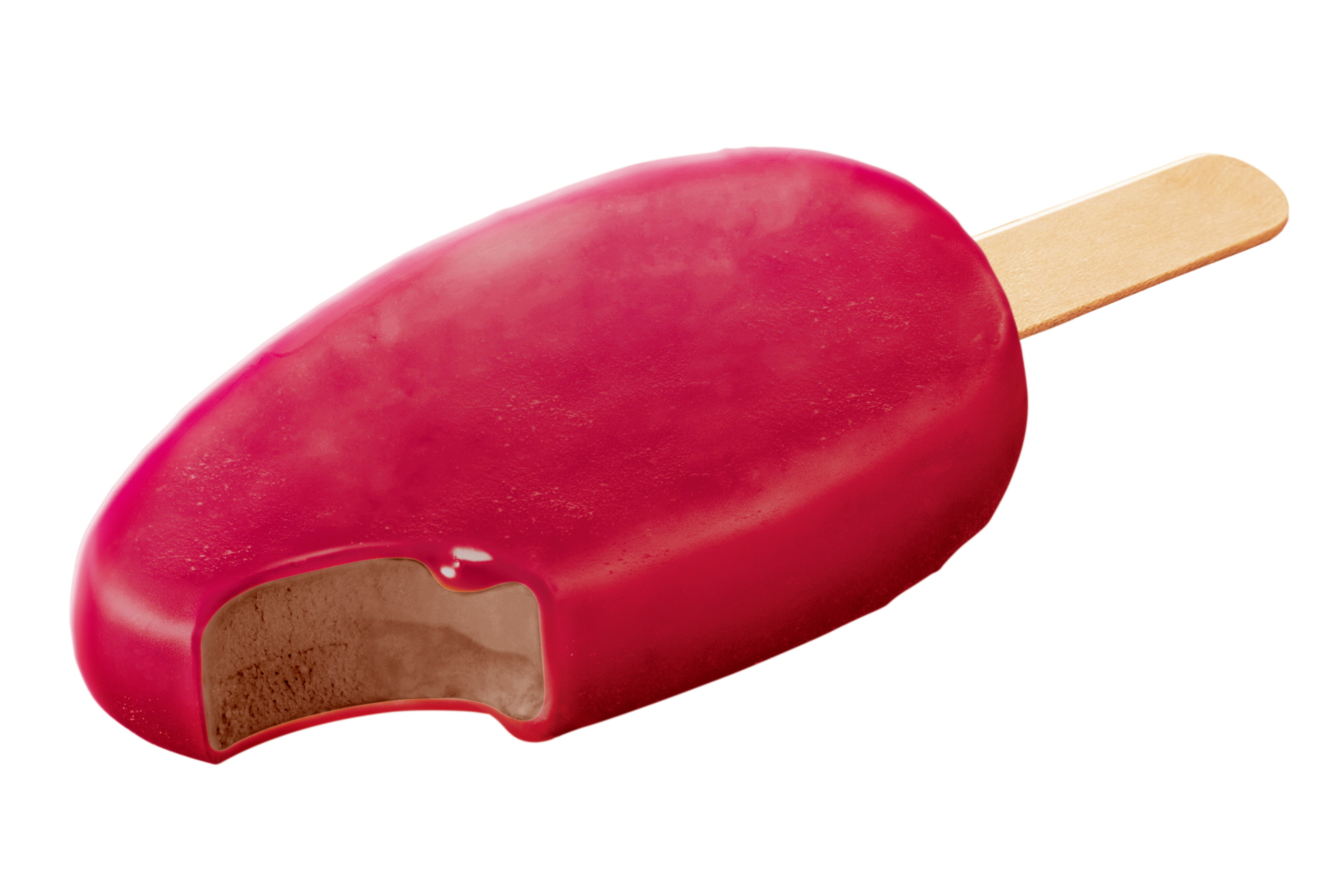 PARM初のチョコジェラートを、深紅のベリー果汁（カシス・クランベリー）でコーティングしている