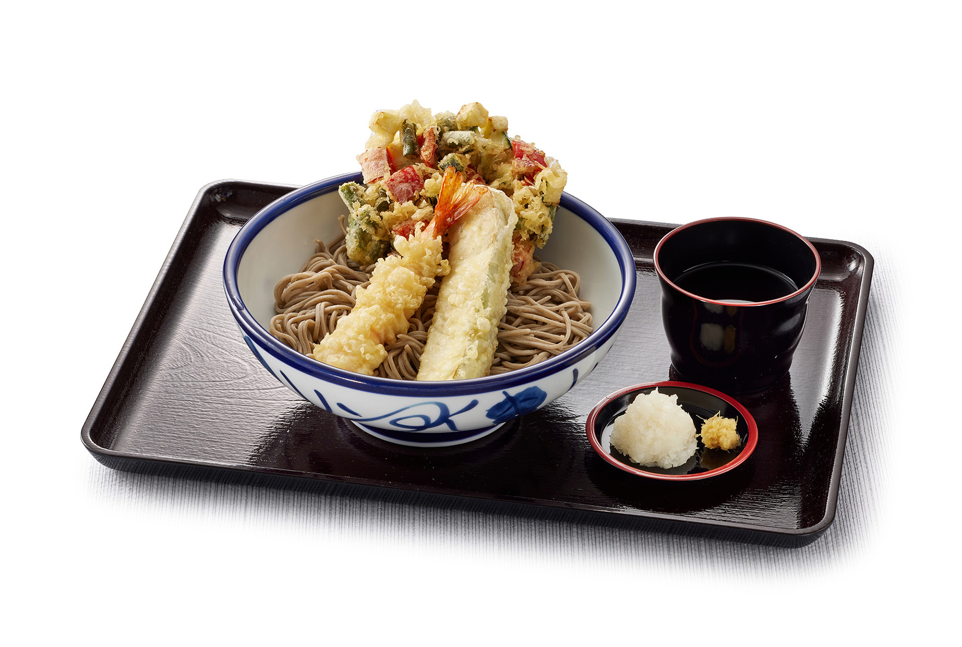 「とろ～り旨なすと夏野菜のかき揚げ冷やしそば」（950円）