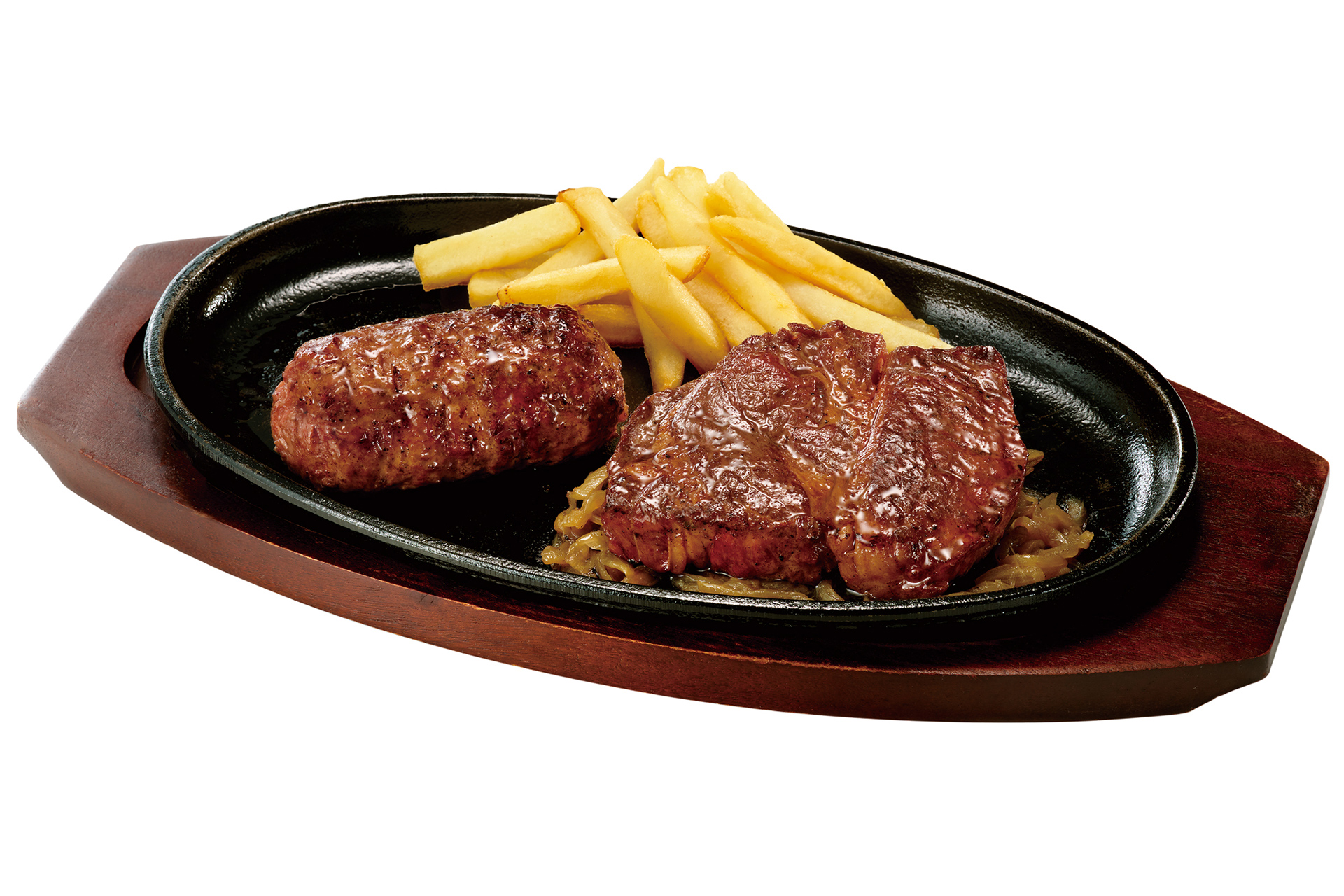 ブロンコおじさんのこだわり炭焼きがんこハンバーグ＆炭焼きプライムグレード肩ロースステーキ