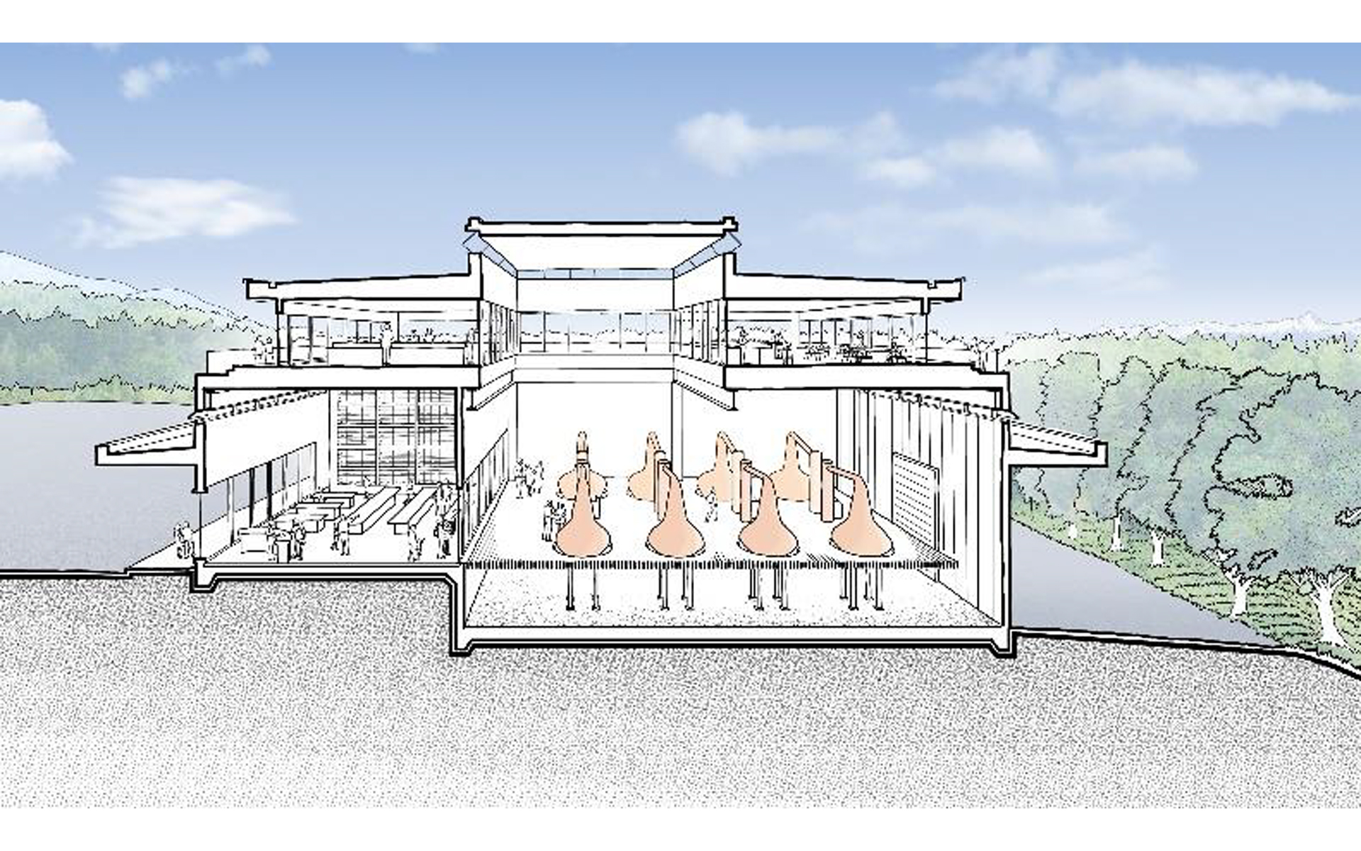 軽井沢蒸留酒製造「富良詩蒸留所」のイメージパース