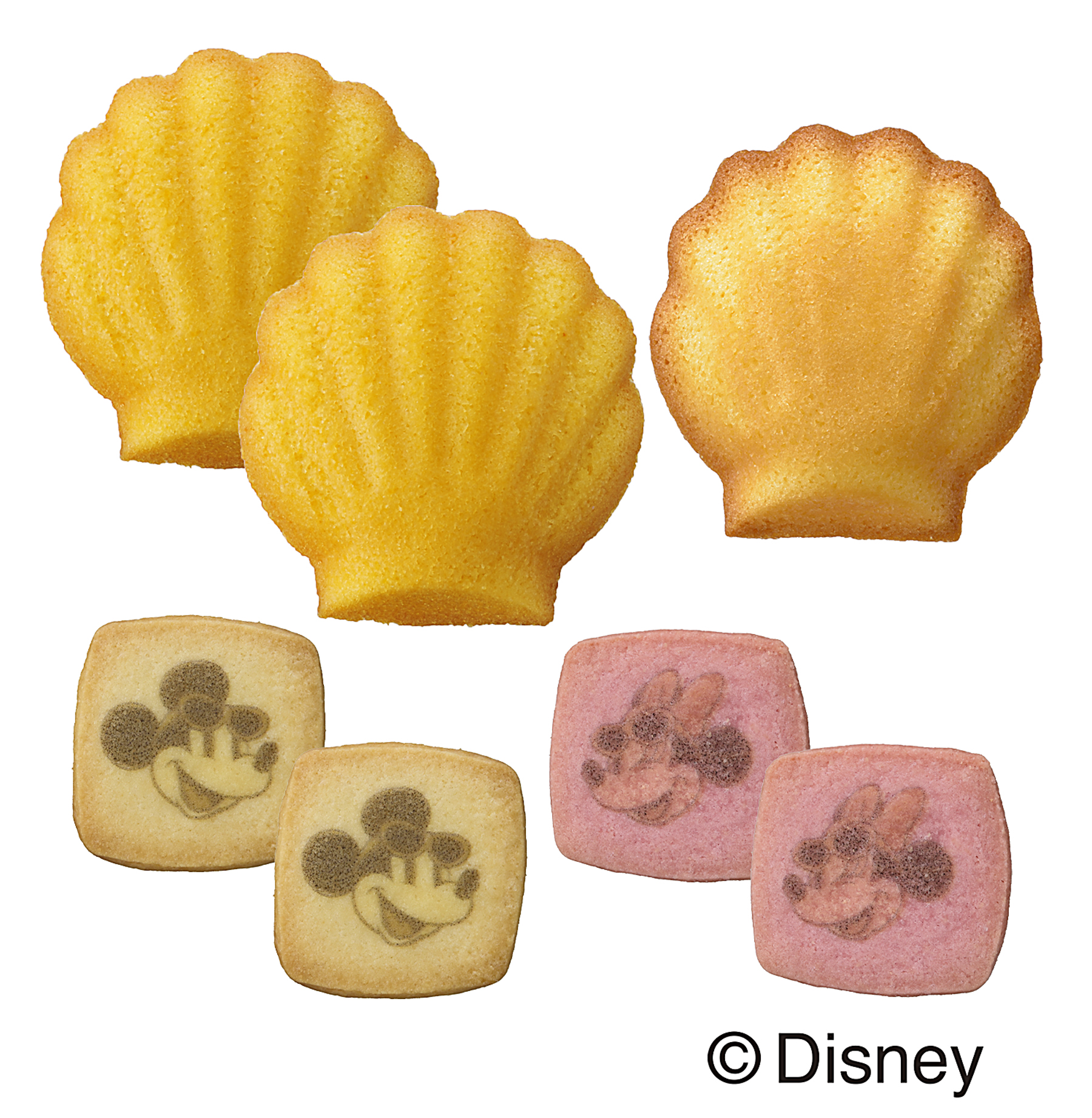 「＜ミッキー＆フレンズ＞サーフィンBOX（7個入）」にはバターとマンゴー味のマドレーヌ、クッキー2種が入っている