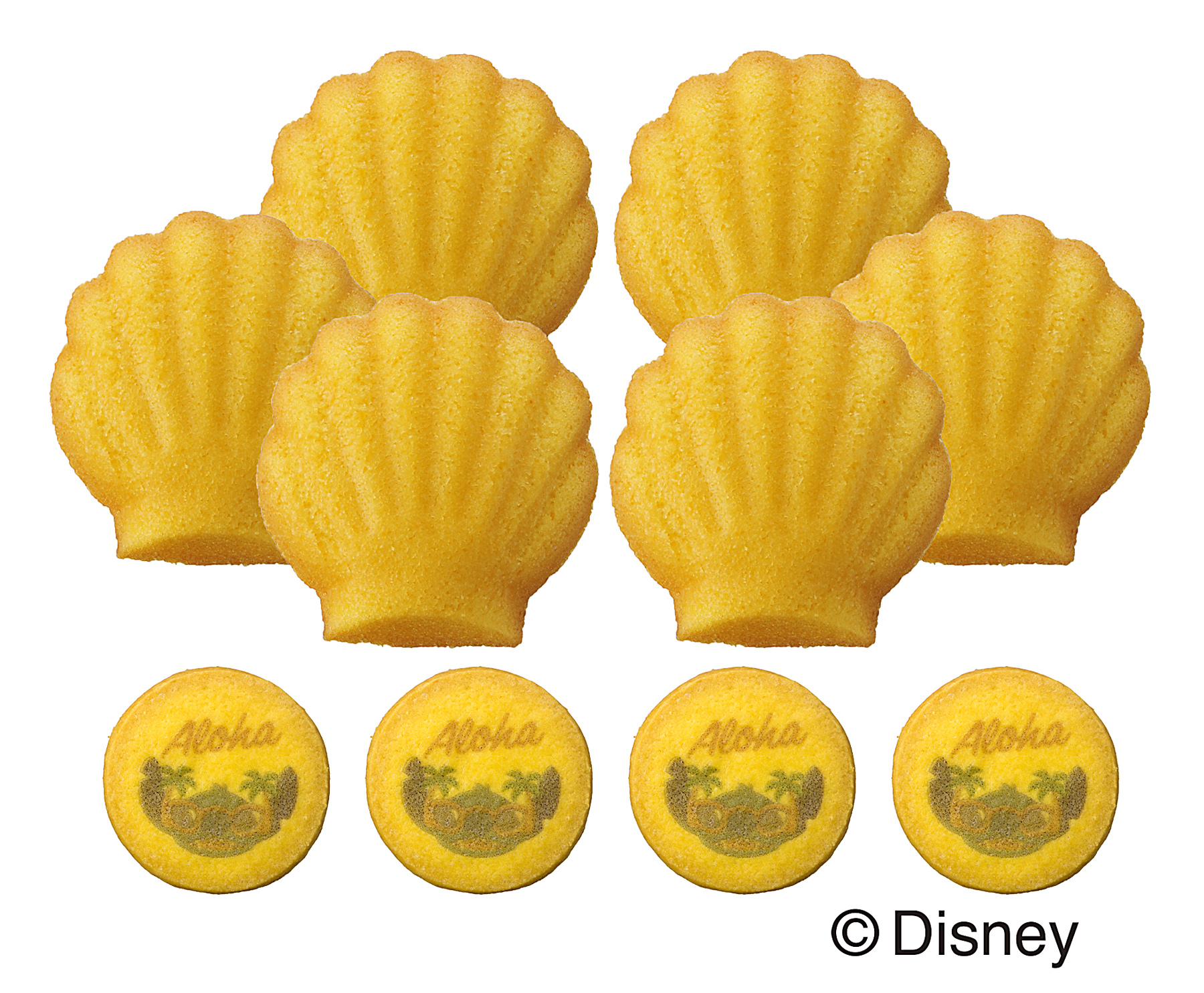 「＜スティッチ＞サーフィンギフト（10個入）」にはマンゴー味のマドレーヌ、パイナップル味のクッキーが入っている