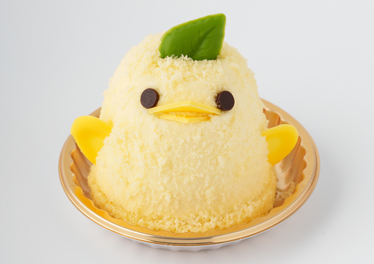 爽やかな酸味が広がる柚子ジュレを重ね、トサカには柚子の葉っぱをイメージしたチョコレートをちょこんと飾っている