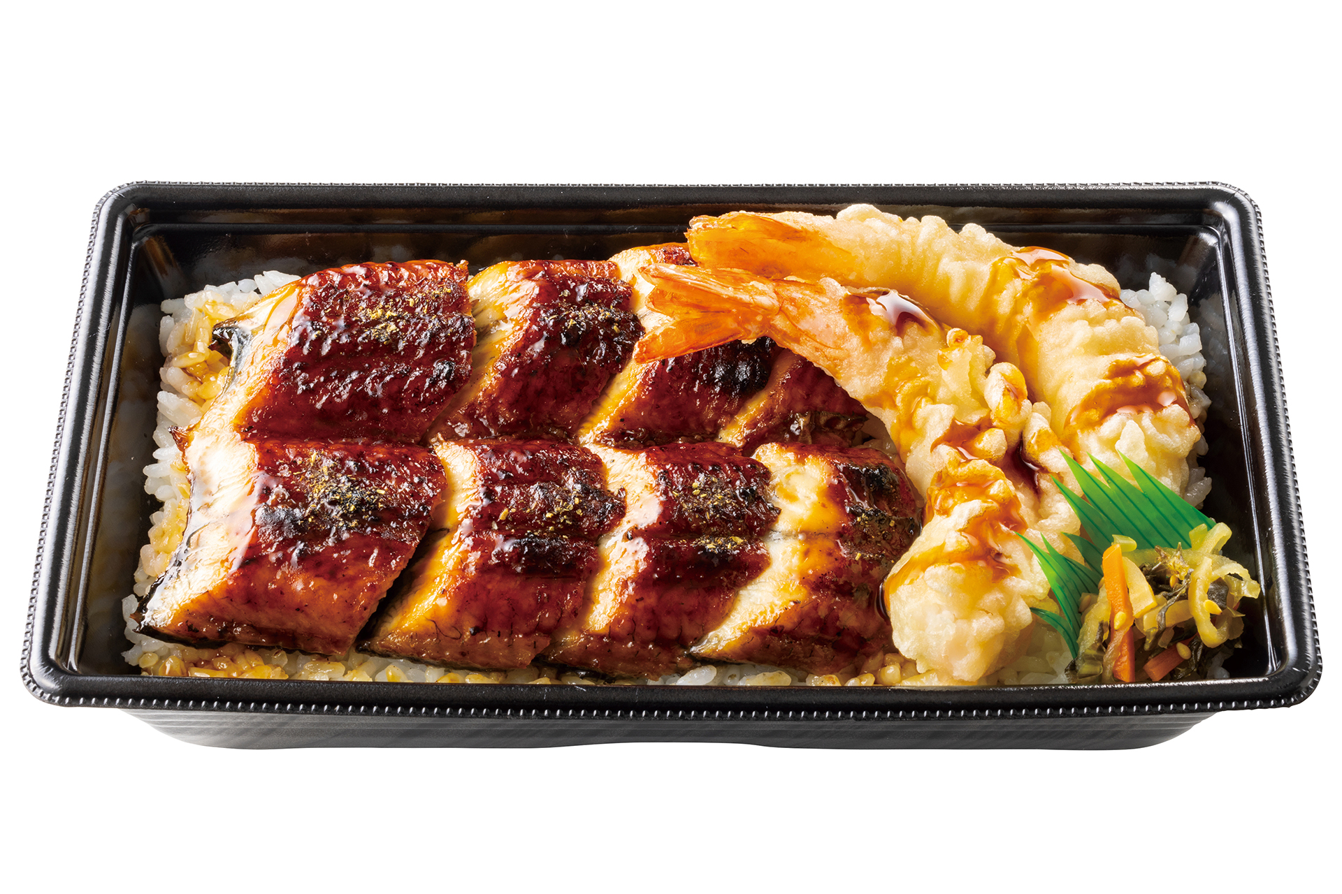 「大きな海老と楽しむ 上・海老天うな重（4切れ）」（1540円）