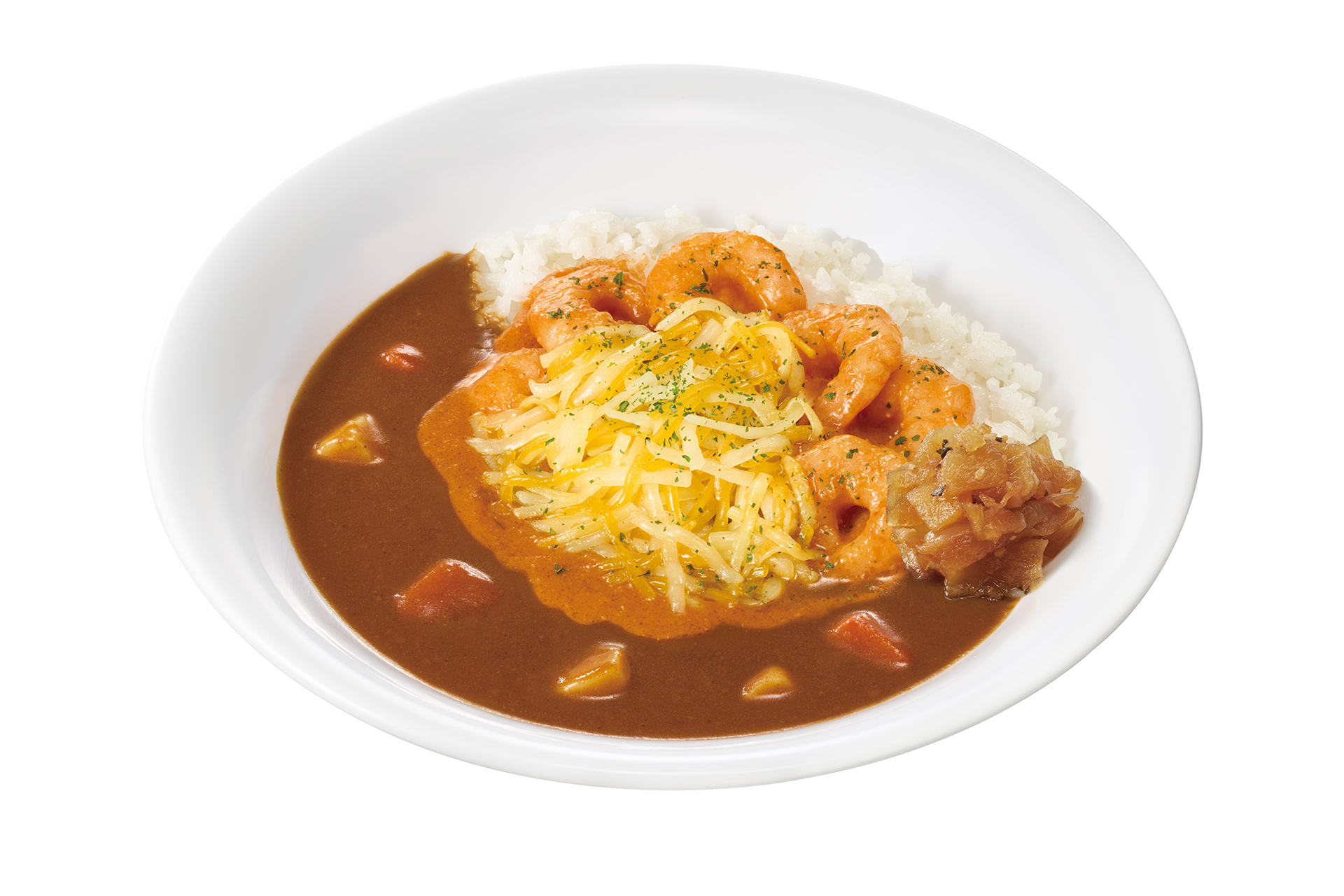 「チーズぷりぷりエビのビスクソースカレー」