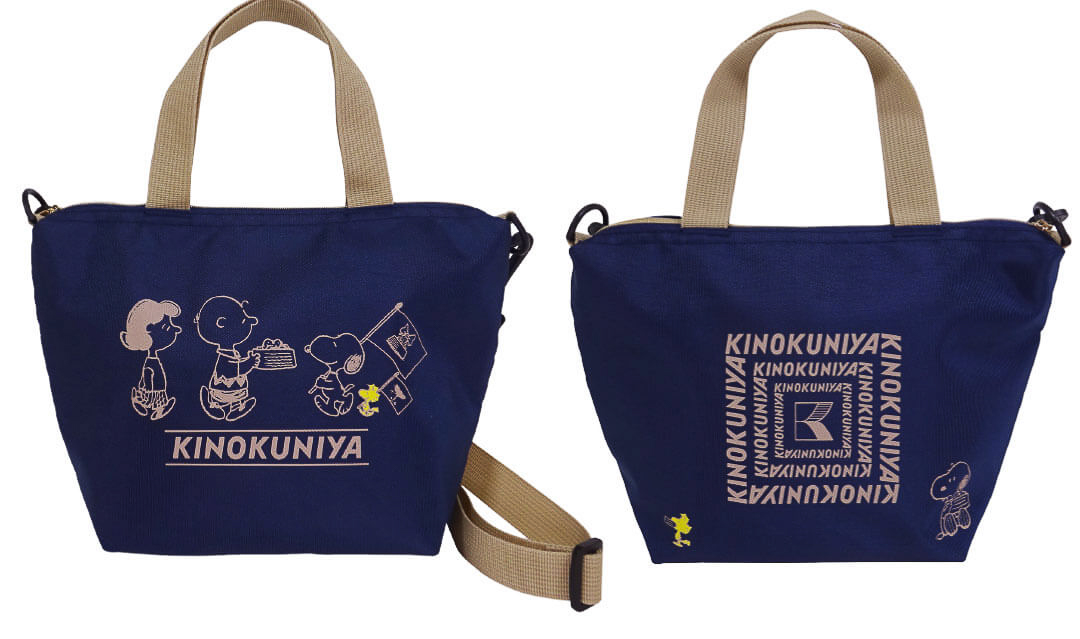 PEANUTS×紀ノ国屋コラボ ショルダー付きミニバッグ ネイビー